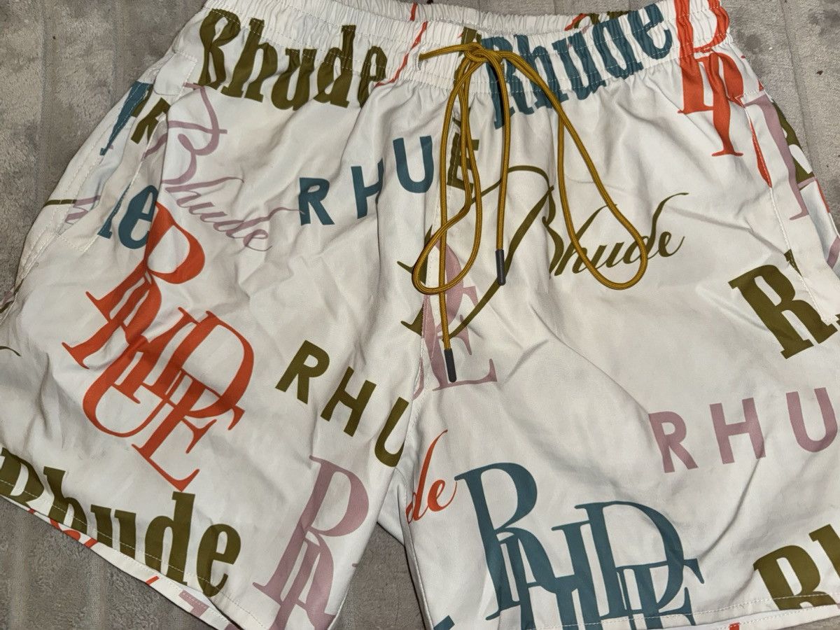 Rhude Rhude Mash Up Logo Swim Trunks “Crème” Size US 30 / EU 46 - 1 Thumbnail