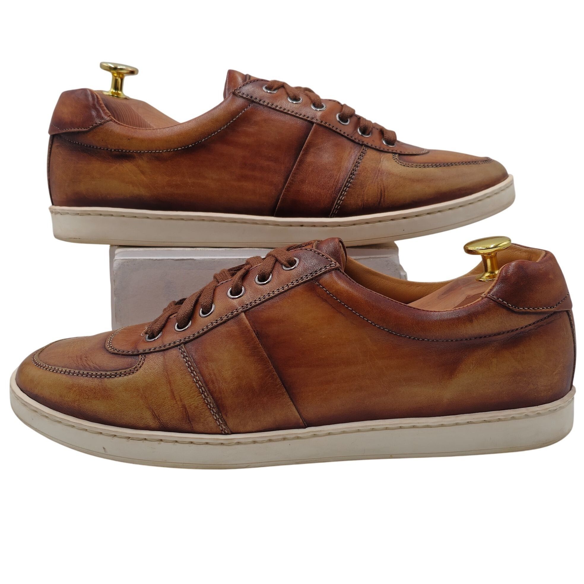 Magnanni Magnanni Spain Patina Brown Leather Fashion Sneakers Men 7.5 Size US 7.5 / EU 40-41 - 4 Thumbnail