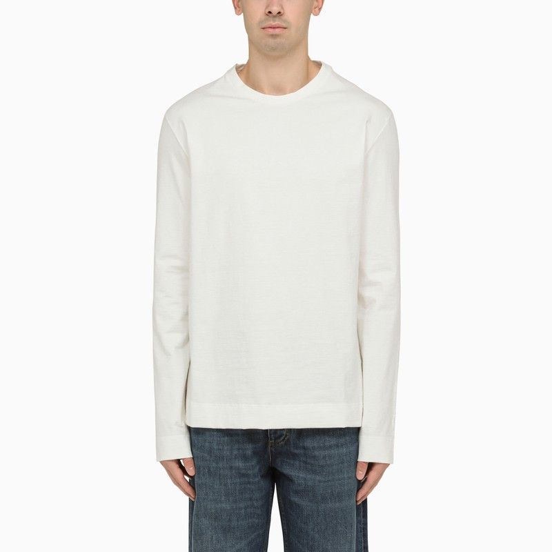 image of Jil Sander White Cotton Crew-Neck Sweater, Men's (Size Large)