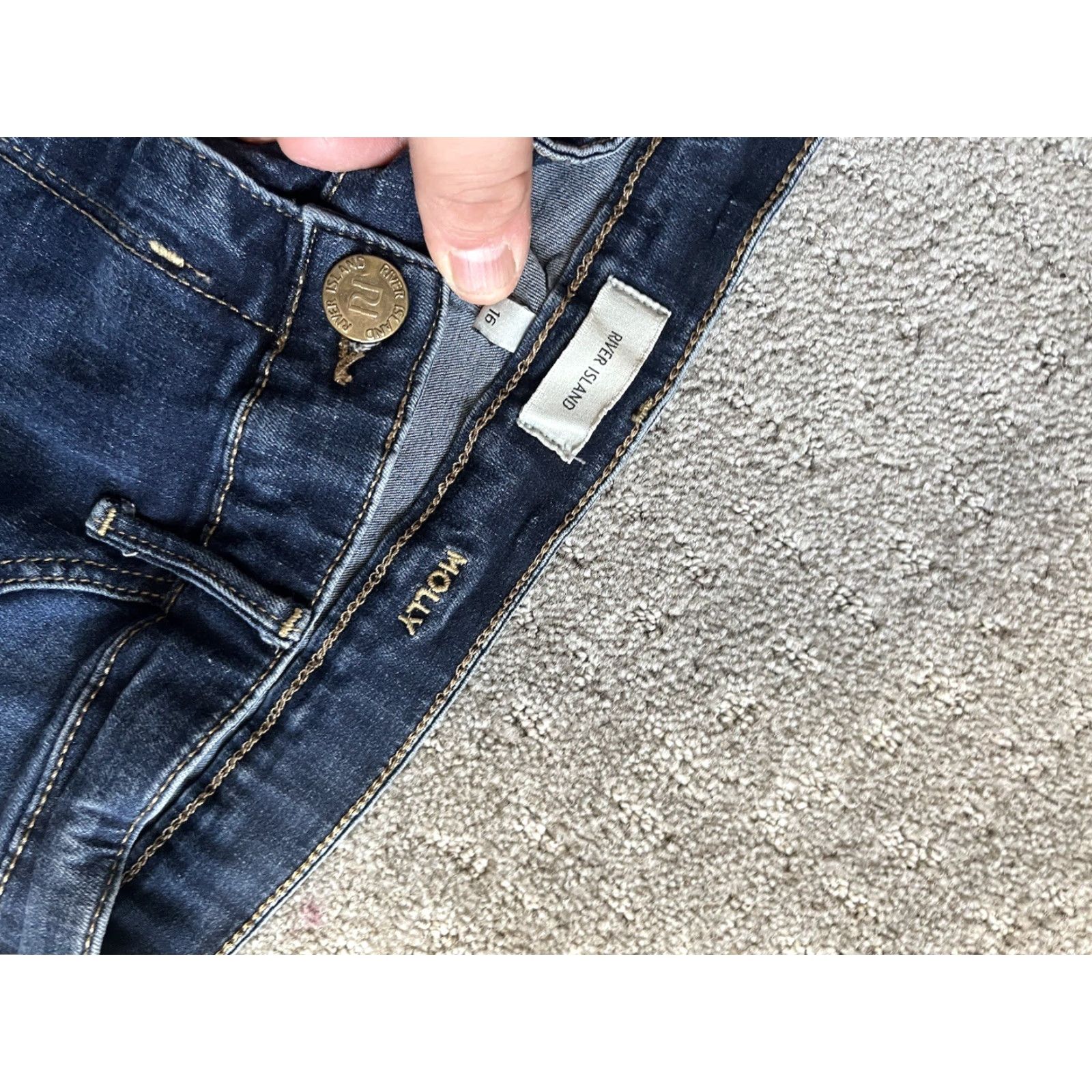 River Island River Island Molly Jeans Women’s Blue Mid-Rise Denim 5-Pocket Regular Fit Size 16 Womens Size 38" / US 16 / IT 52 - 5 Thumbnail