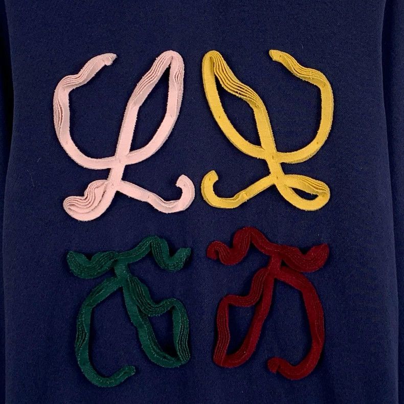 Loewe LOEWE Dark blue logo colored stripe round collar long slee Size S / US 4 / IT 40 - 4 Thumbnail
