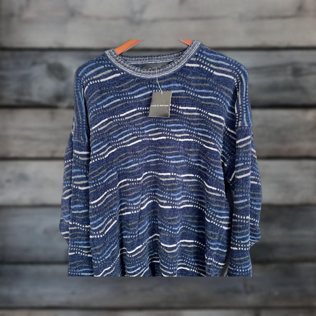Vintage VINTAGE Chunky-Knit Striped Sweater Adult XL Blue Acrylic 90s Dad Style Mens Size US XL / EU 56 / 4 - 1 Thumbnail