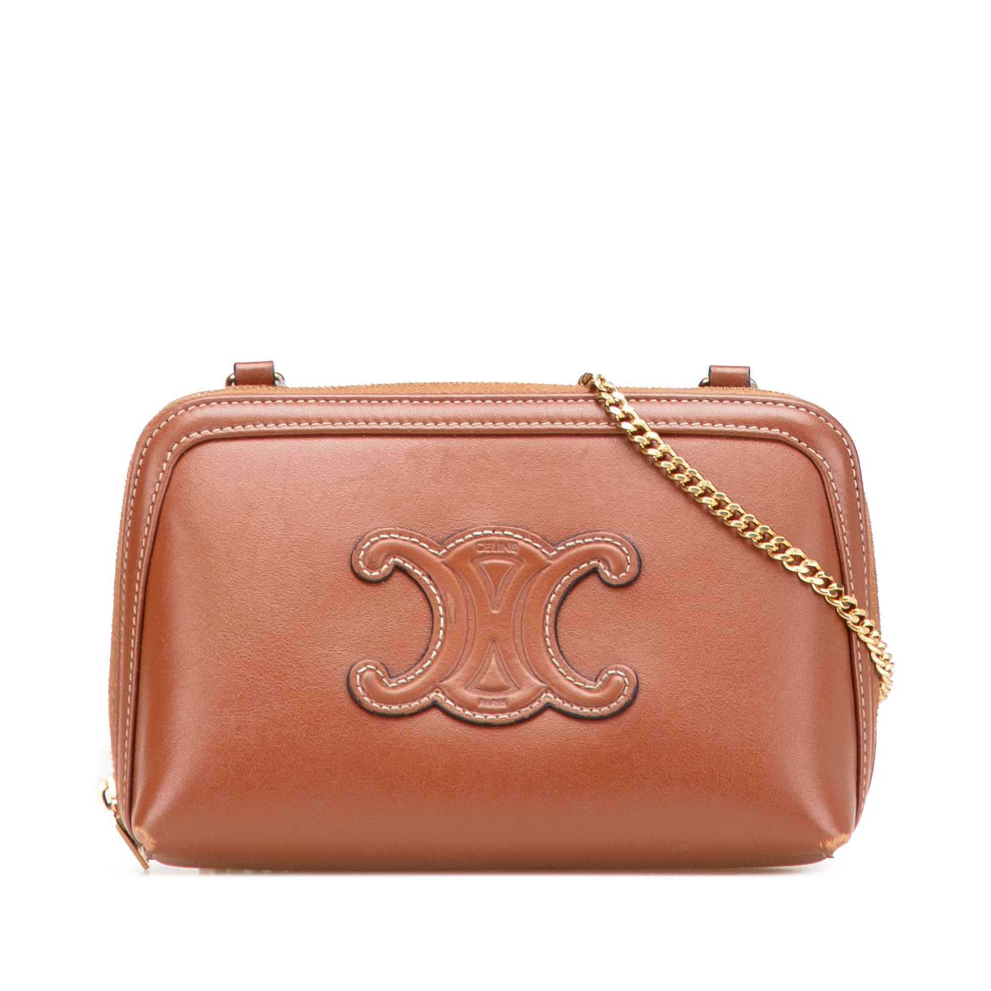 ハンドバッグ CLUTCH ON CHAIN CUIR TRIOMPHE IN SMOOTH CALFSKIN Clutch on Chain Cuir triomphe IN smooth calfskin - TAN | CELINE