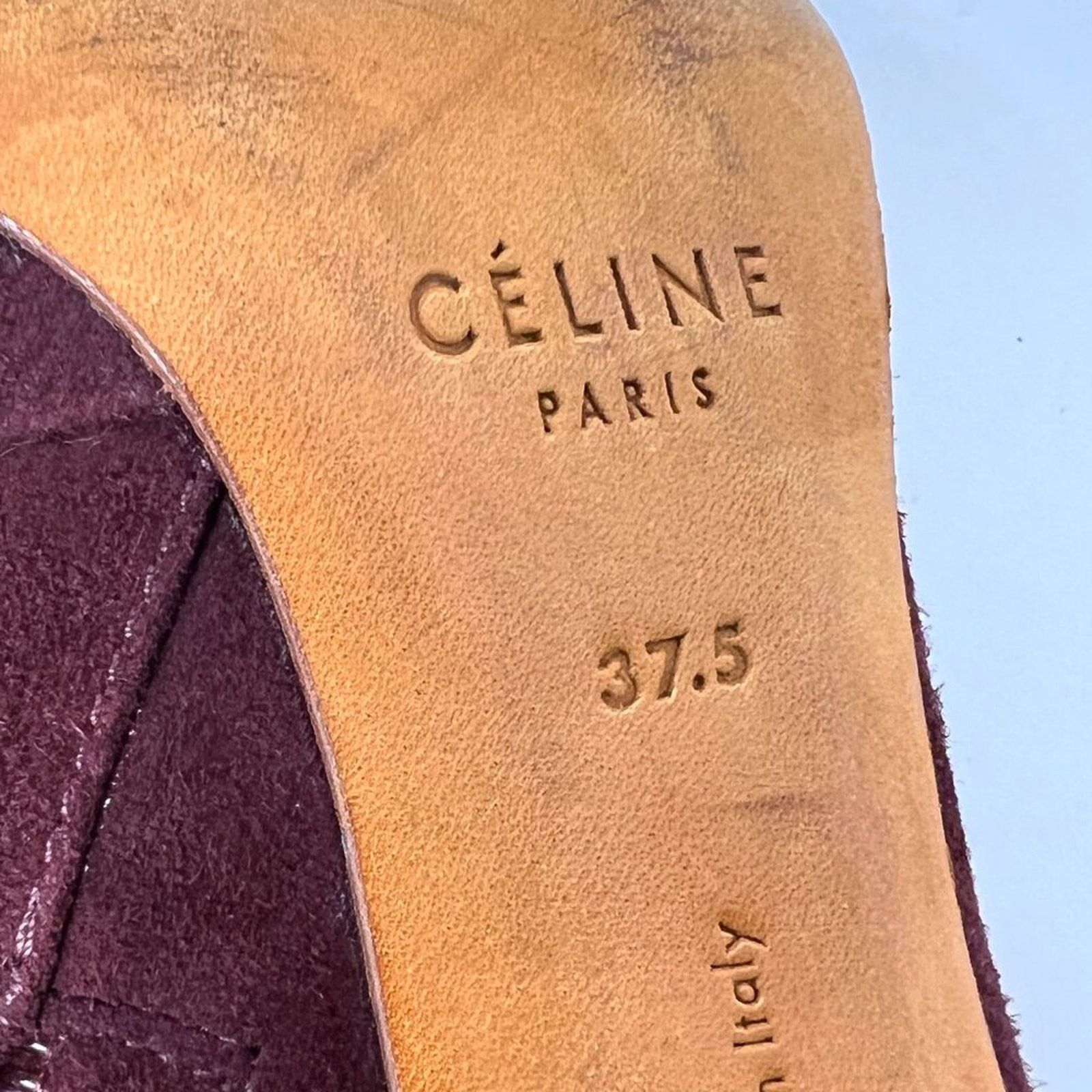 Celine Celine Dark Cherry Suede Mid-Calf Boots Silver Block Heel Size US 7.5 / IT 37.5 - 6 Thumbnail