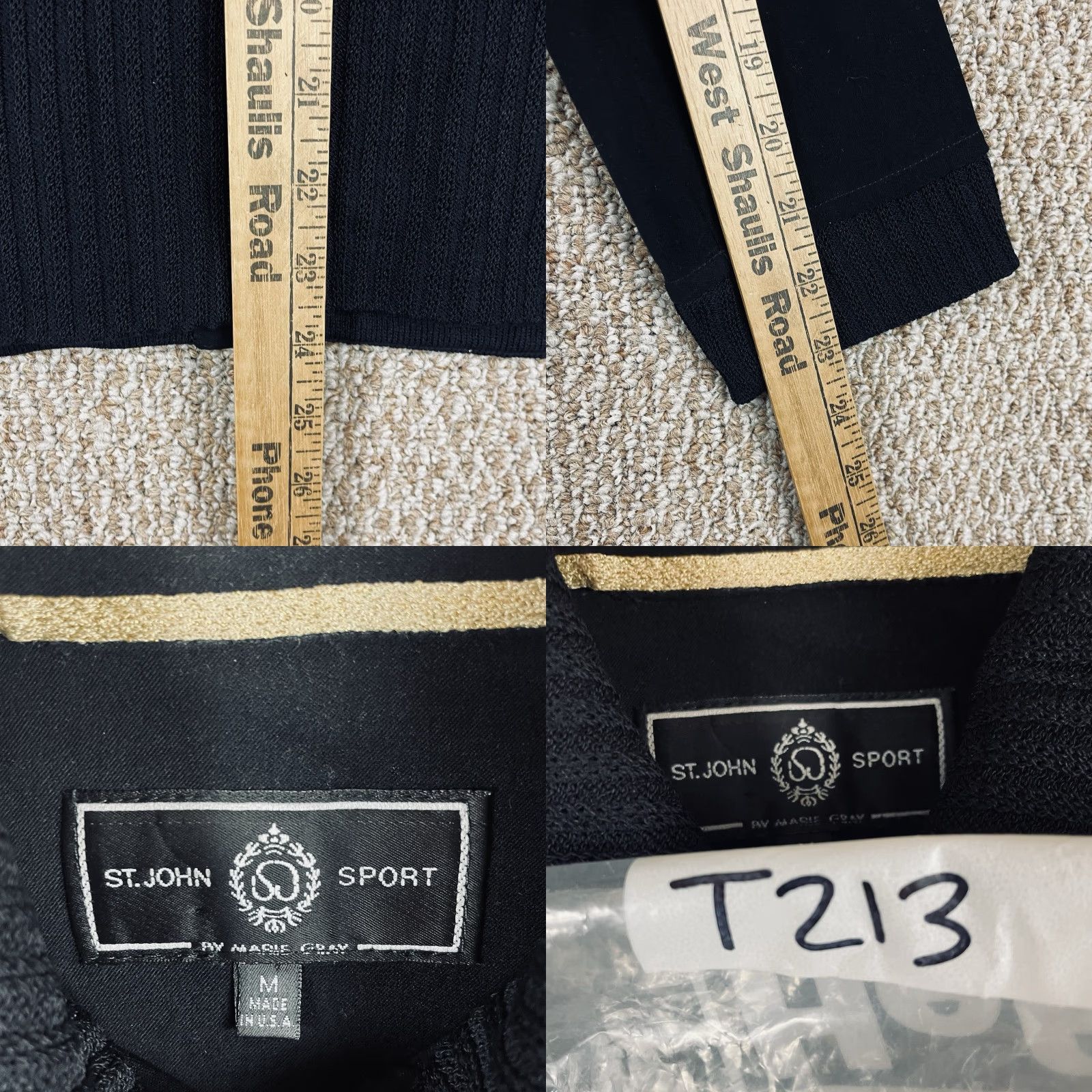 Vintage St John Jacket Medium Ribbed Sanatana Knit Black Wool Short Sleeve? (Note: The original title does not specify short sleeves; keep as Jacket) Size M / US 6-8 / IT 42-44 - 9 Thumbnail