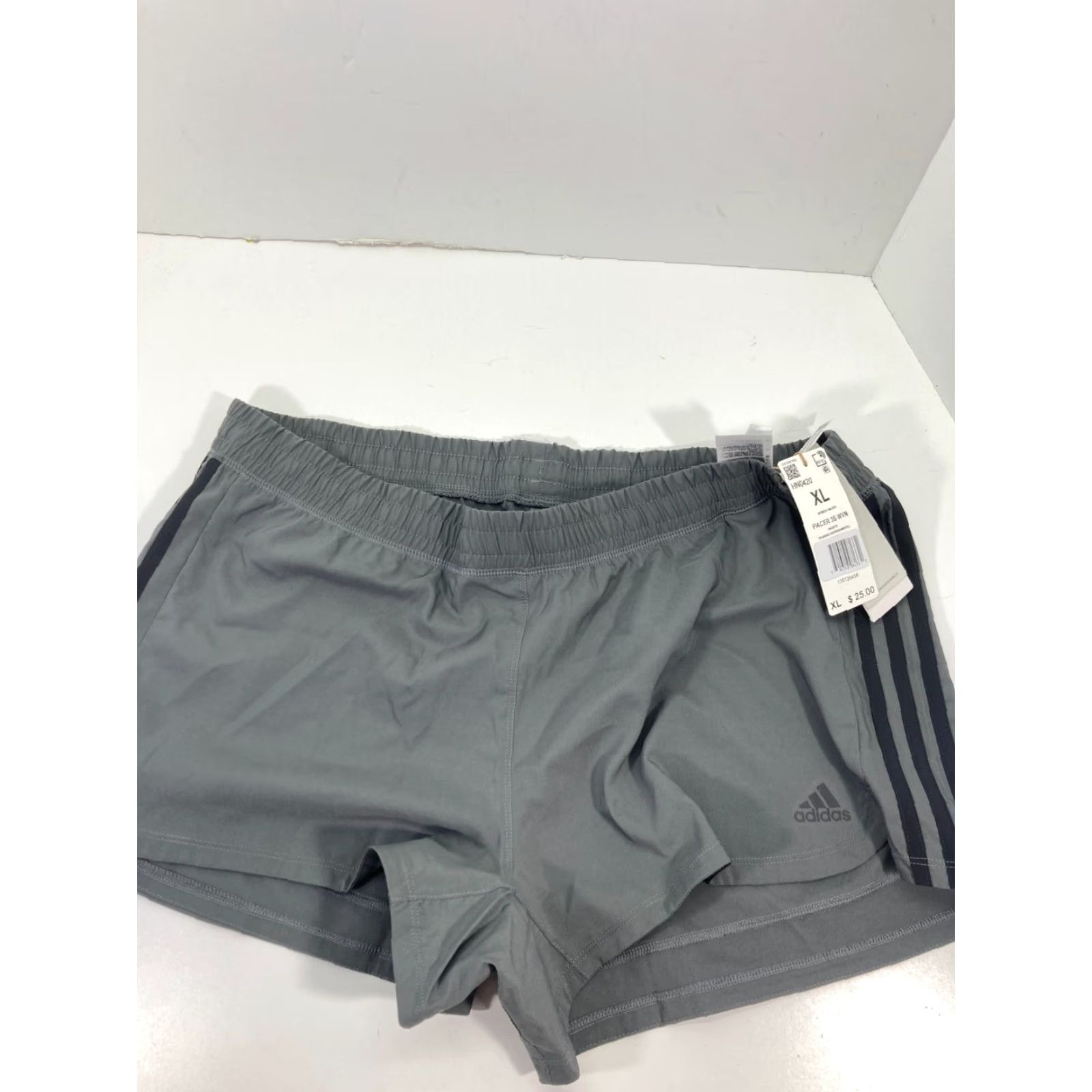 Adidas Adidas Pacer 3 Stripes Woven Athletic Shorts Womens Size XL Gray Aero Ready NWT Size 40" / US 18 - 3 Thumbnail