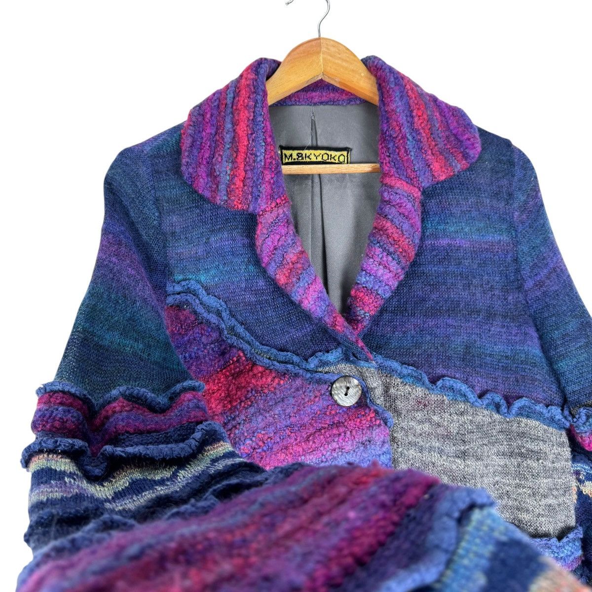Japanese Brand ☀️M & KYOKO PATCHWORK KNITWEAR WOMEN JACKET LIKE KAPITAL Size M / US 6-8 / IT 42-44 - 7 Thumbnail