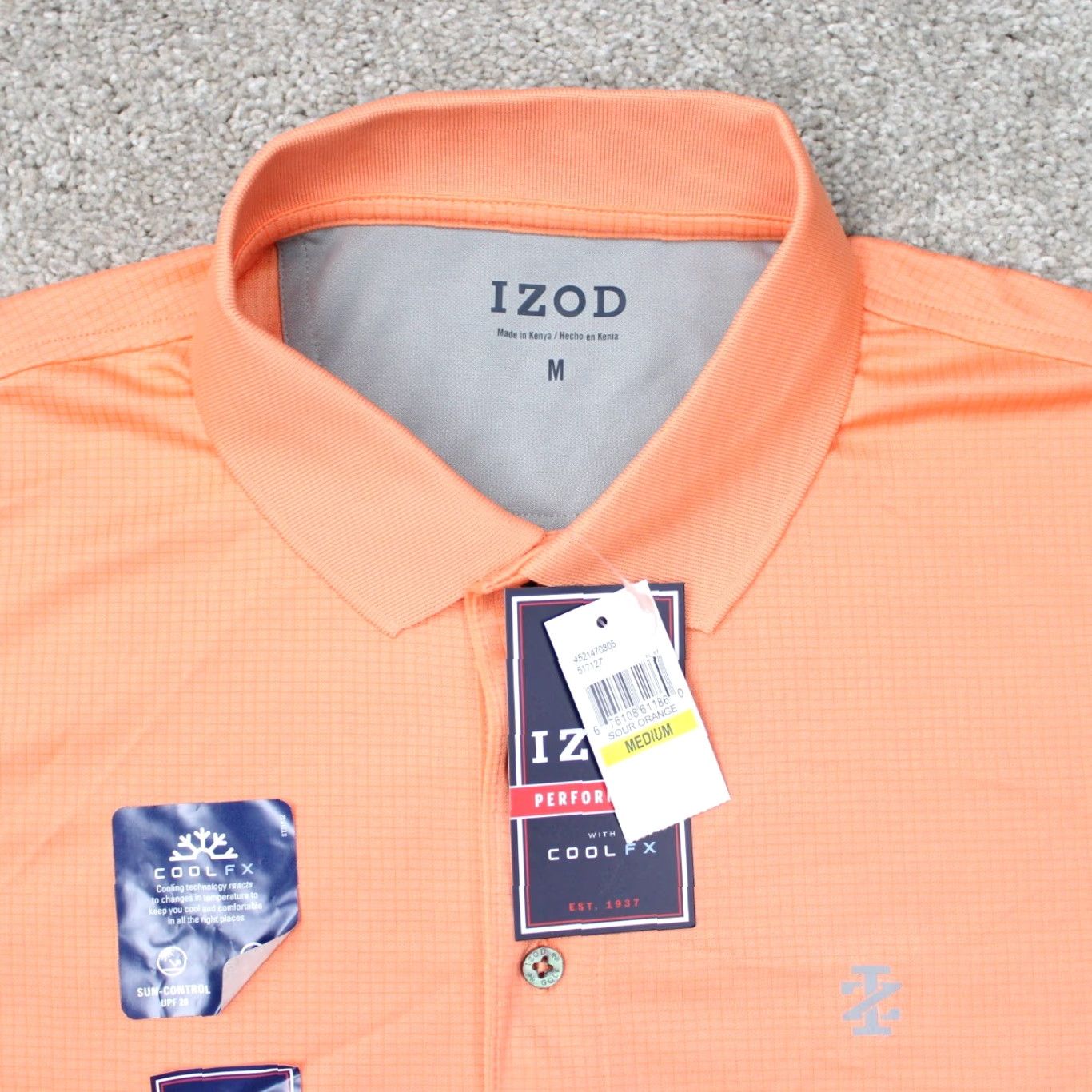 Izod IZOD Polo Shirt NWT Mens Medium Sour Orange Performance CoolFX Short Sleeve Shirt Size US M / EU 48-50 / 2 - 5 Thumbnail