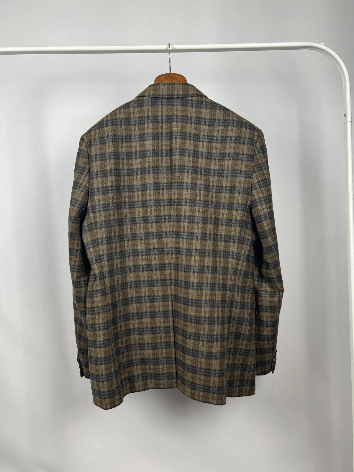 Hugo Boss Hugo Boss Brown Blue Check Wool Two Buttons Blazer Jacket Size 44R - 12 Thumbnail
