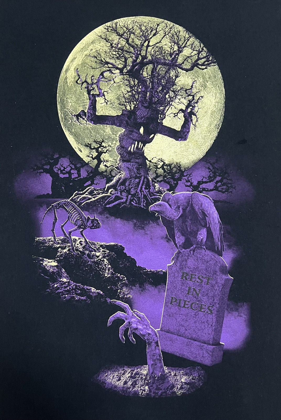 Other Halloween Horror Graveyard Big Graphic Black Tee Size US XXL / EU 58 / 5 - 12 Thumbnail