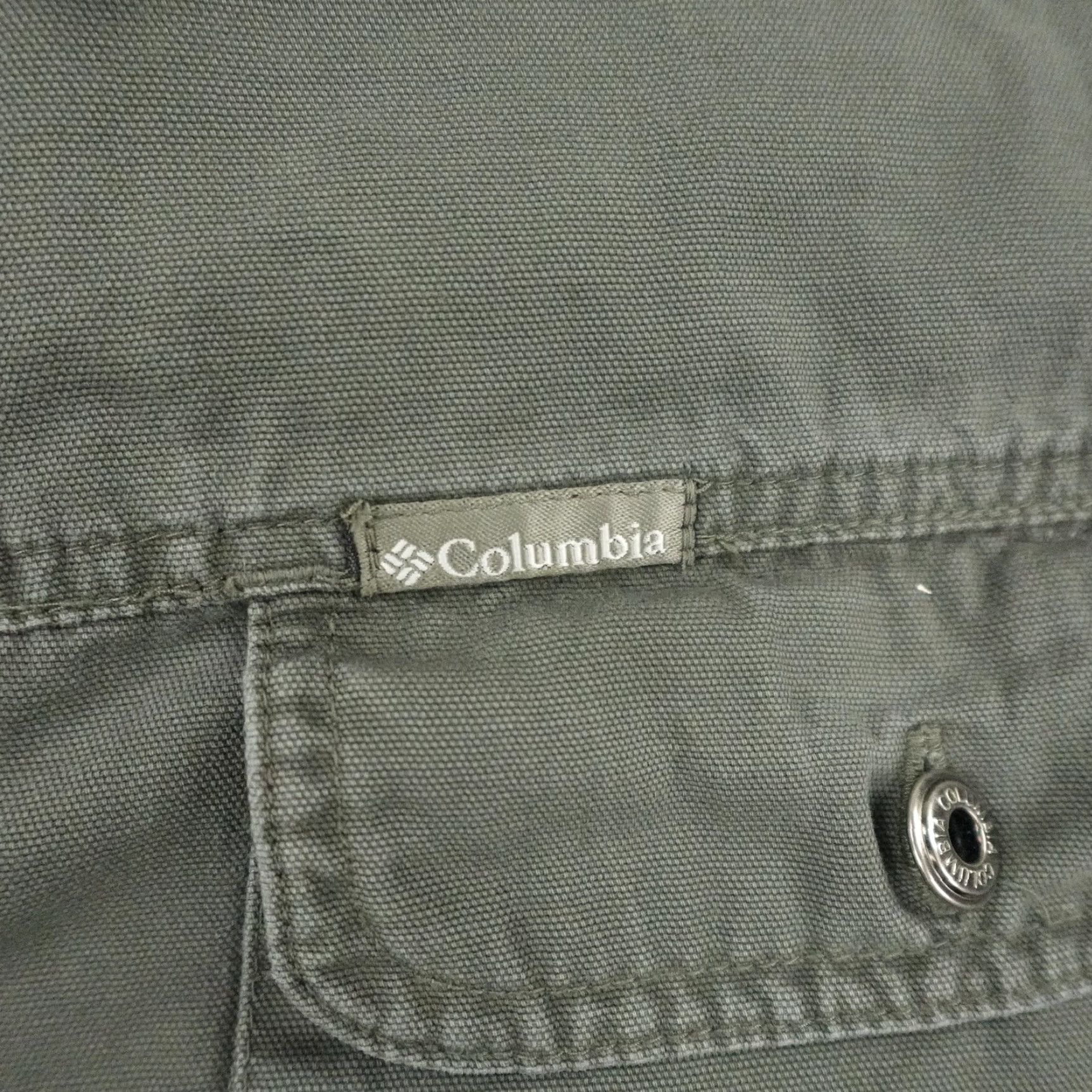 Vintage Columbia Jacket Mens Large Green Canvas Fleece Lined Button Up Shacket Utility Jacket Mid-Length Casual Workwear Outdoor Hiking Size US L / EU 52-54 / 3 - 3 Thumbnail