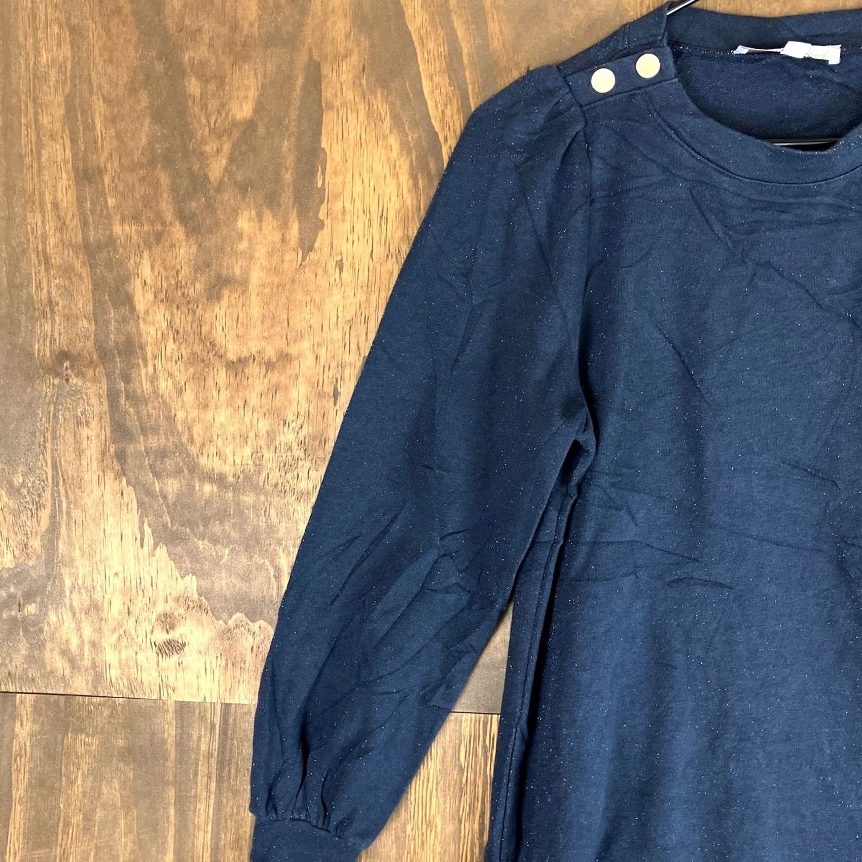 Loft LOFT Womens Sweater Dress Blue Metallic Long Sleeve Pullover S Midi Dress Crew Neck Size S / US 4 / IT 40 - 4 Thumbnail