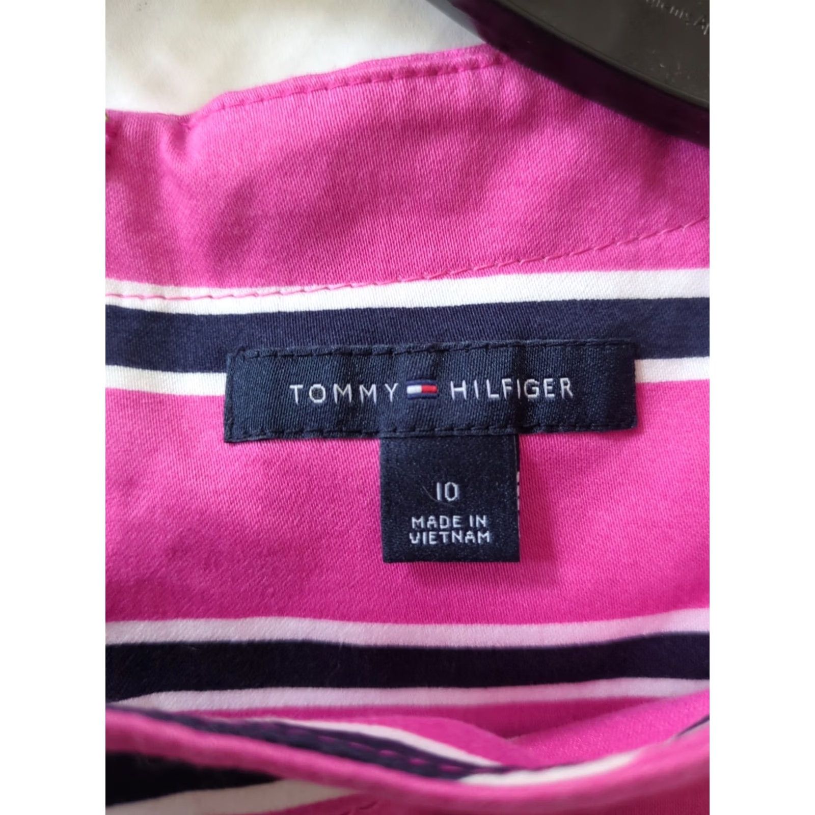 Tommy Hilfiger Tommy Hilfiger Dress Cotton Striped Summer Dress Size 10 Pink Navy White Women's Knee Length Size L / US 10 / IT 46 - 4 Thumbnail