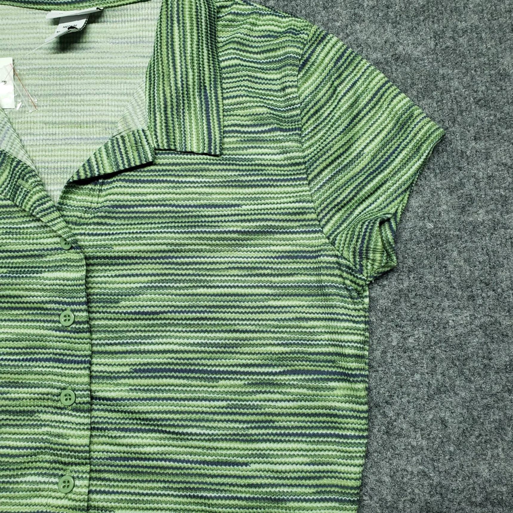 Vintage Rue21 Shirt Top Womens M Green Space Dye Stretch Button Up Collared New Size M / US 6-8 / IT 42-44 - 5 Thumbnail