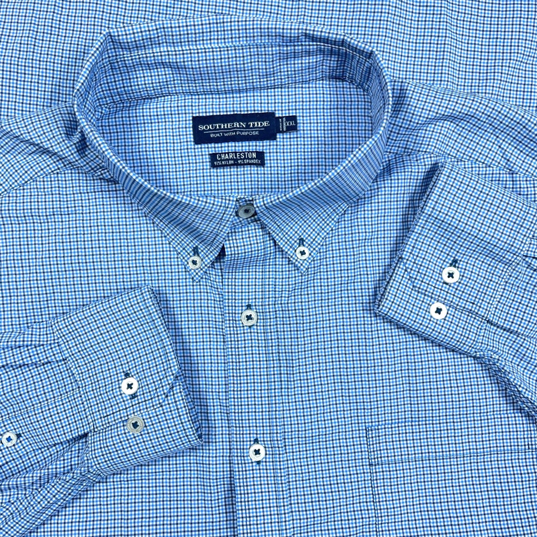 Southern Tide Southern Tide Shirt Men 2XL Blue Plaid Button Up Charleston Nylon Tattersall CC Upfront Size US XXL / EU 58 / 5 - 2 Thumbnail