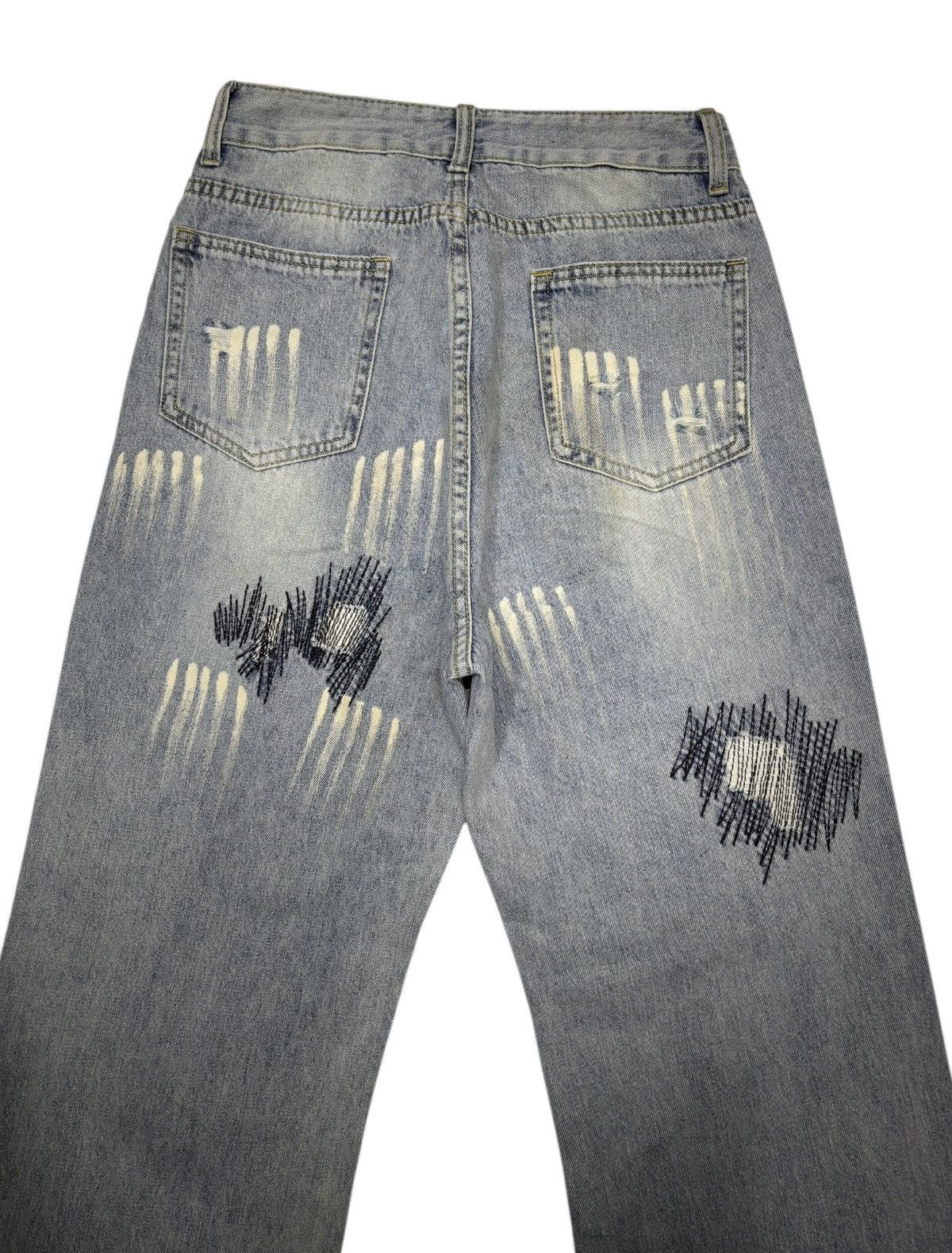 Hysteric Glamour × JNCO VINTAGE POEM DISTRESSED ZIGZAG DENIM FLARE JEANS Size US 27 - 9 Thumbnail
