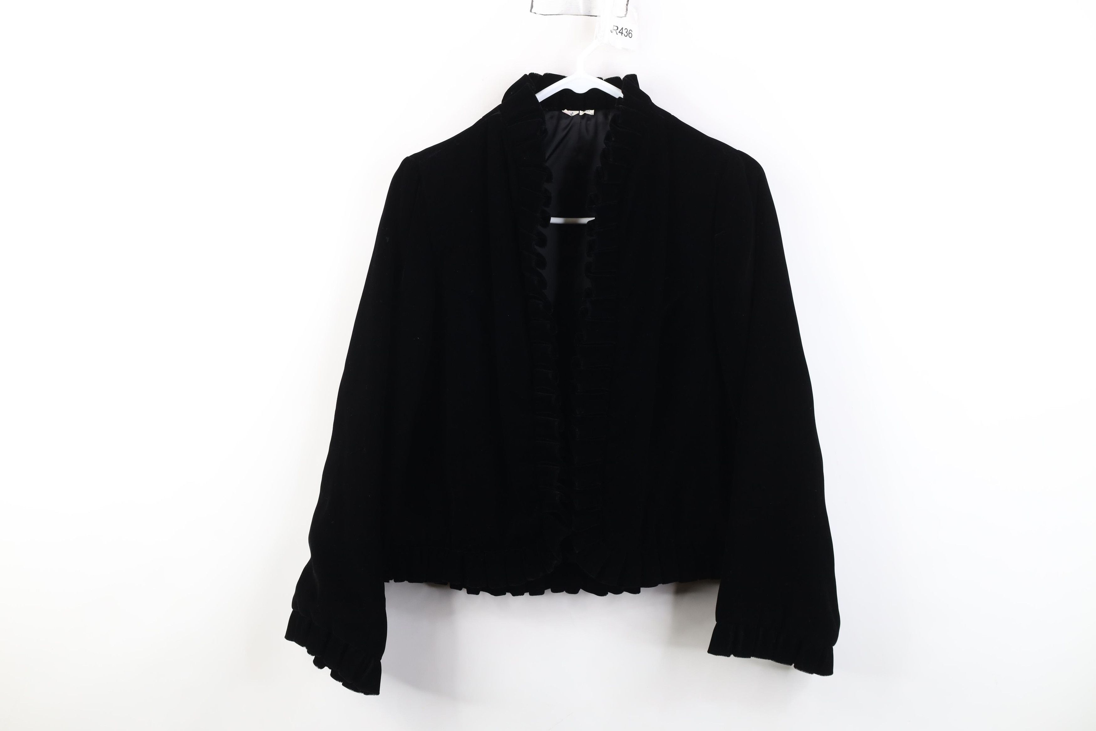 Vintage Vintage 60s 70s Streetwear Sleeve Ruffled Velvet Jacket USA Size S / US 4 / IT 40 - 1 Thumbnail