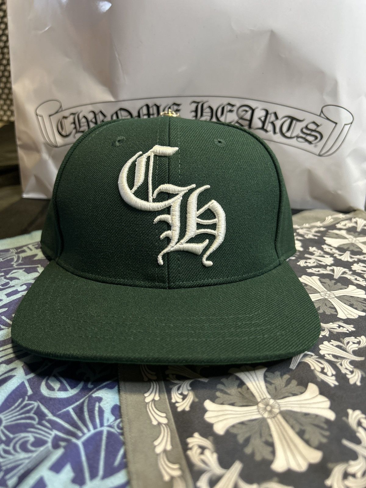 Chrome Hearts Chrome Hearts Green 6 Panel BaseBall Hat Size ONE SIZE - 9 Thumbnail