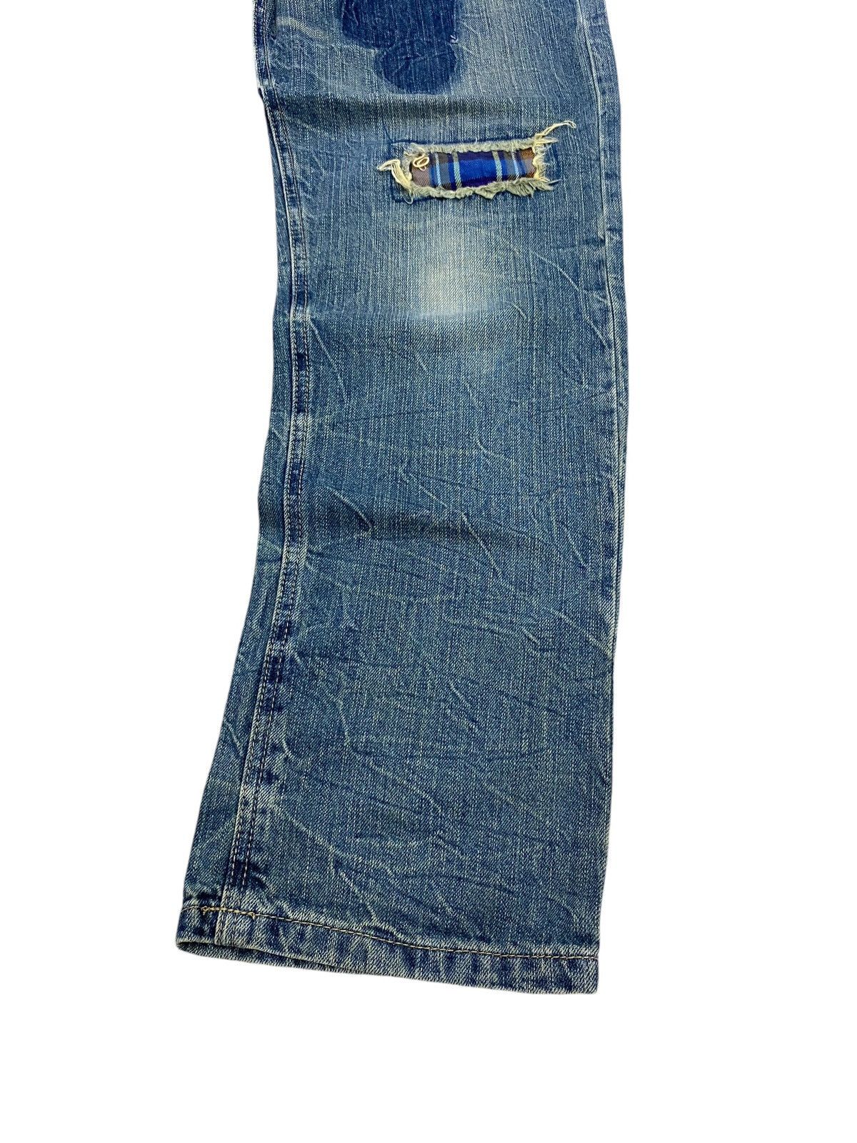 If Six Was Nine × Japanese Brand × Le Grande Bleu (L.G.B.) Grand Honor Denim Patchwork Tartan Distressed Double Waist Size US 31 - 4 Thumbnail