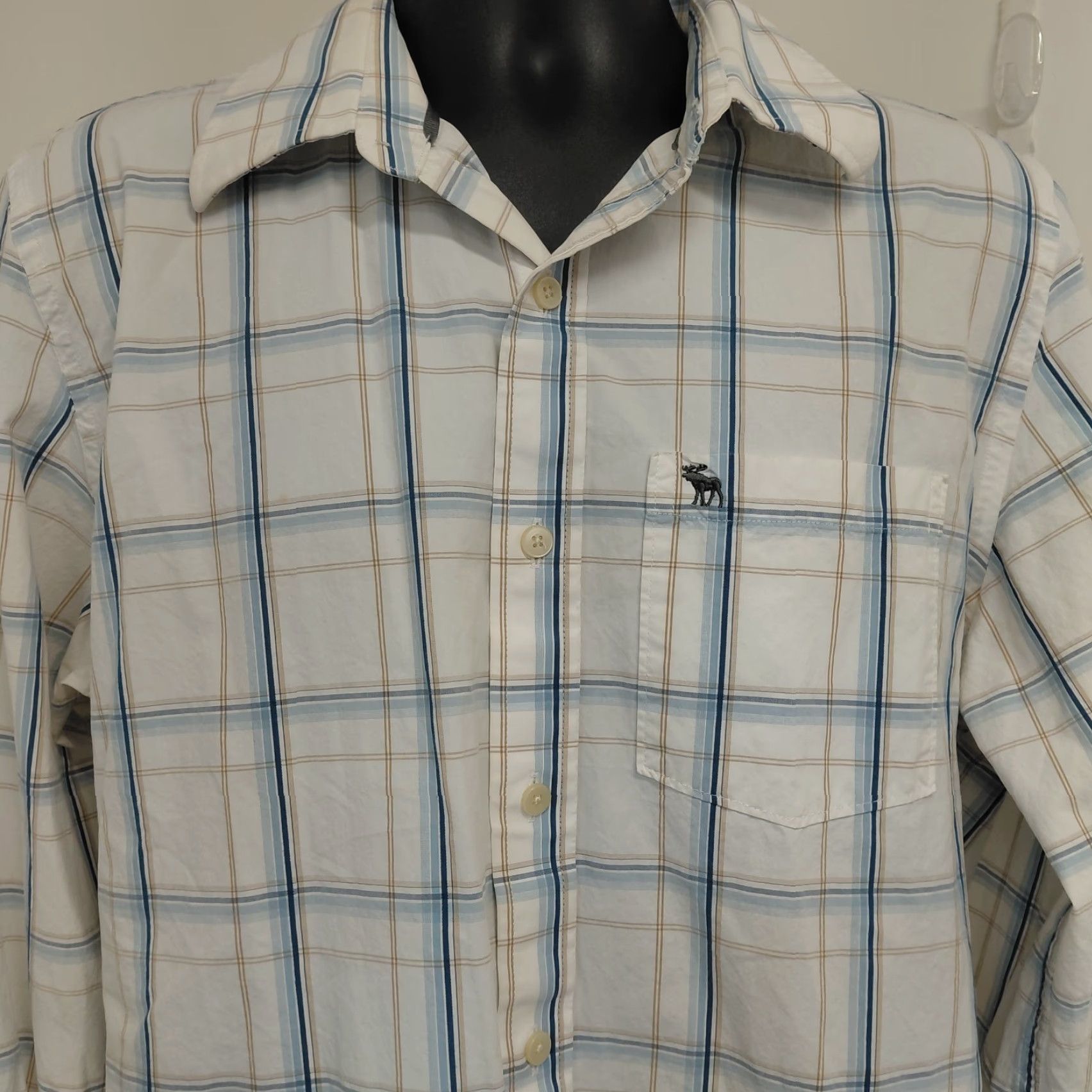 Abercrombie & Fitch Abercrombie And Fitch Muscle Shirt Men's XXL White Plaid Long Sleeve Button-Up Size US XXL / EU 58 / 5 - 4 Thumbnail