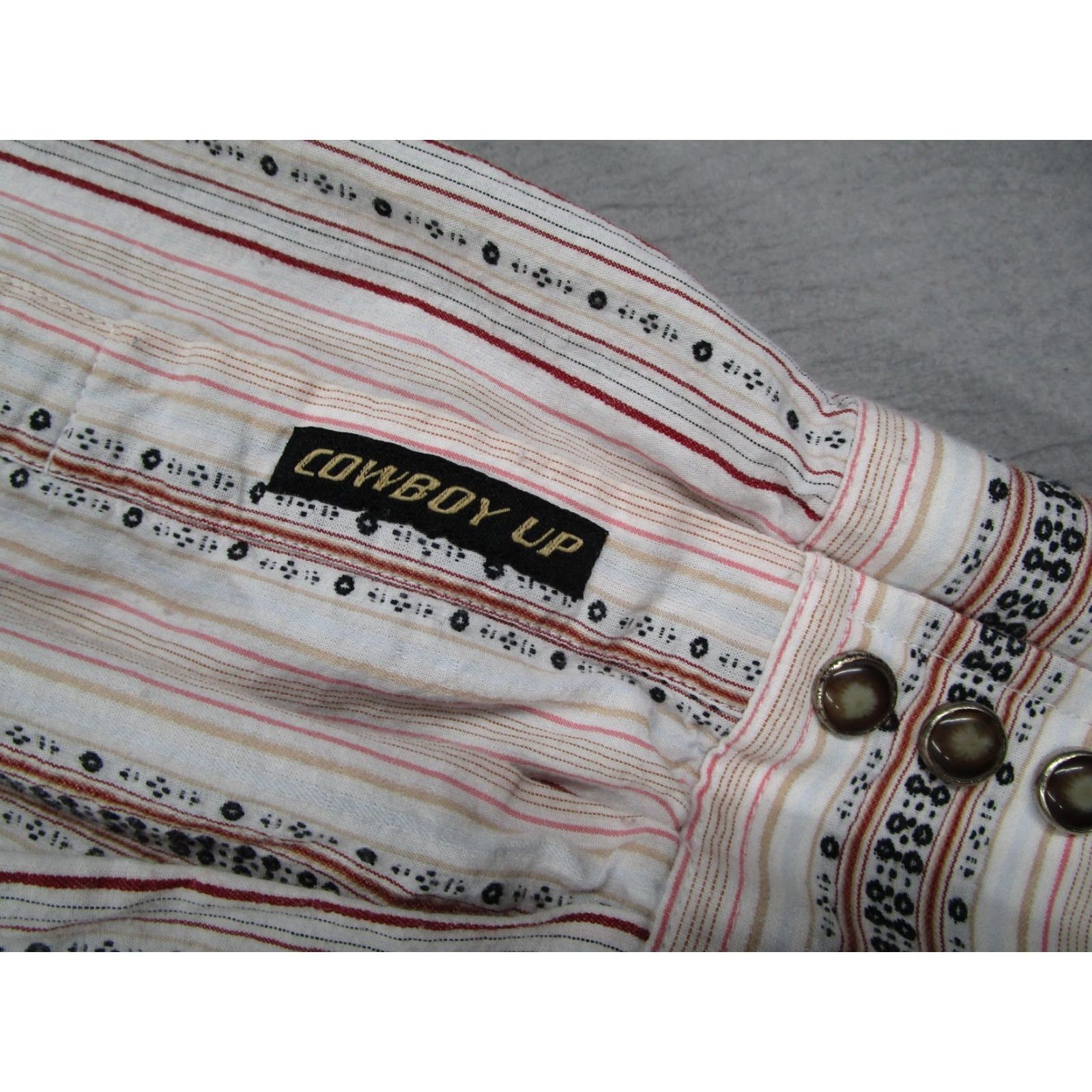 Vintage VINTAGE Cowboy Up Shirt Mens 2XL White/Red Striped Western Pearl Snap Long Sleeve Regular Adult XXL White Red Striped Pattern Western 90s Mens Size US XXL / EU 58 / 5 - 3 Thumbnail