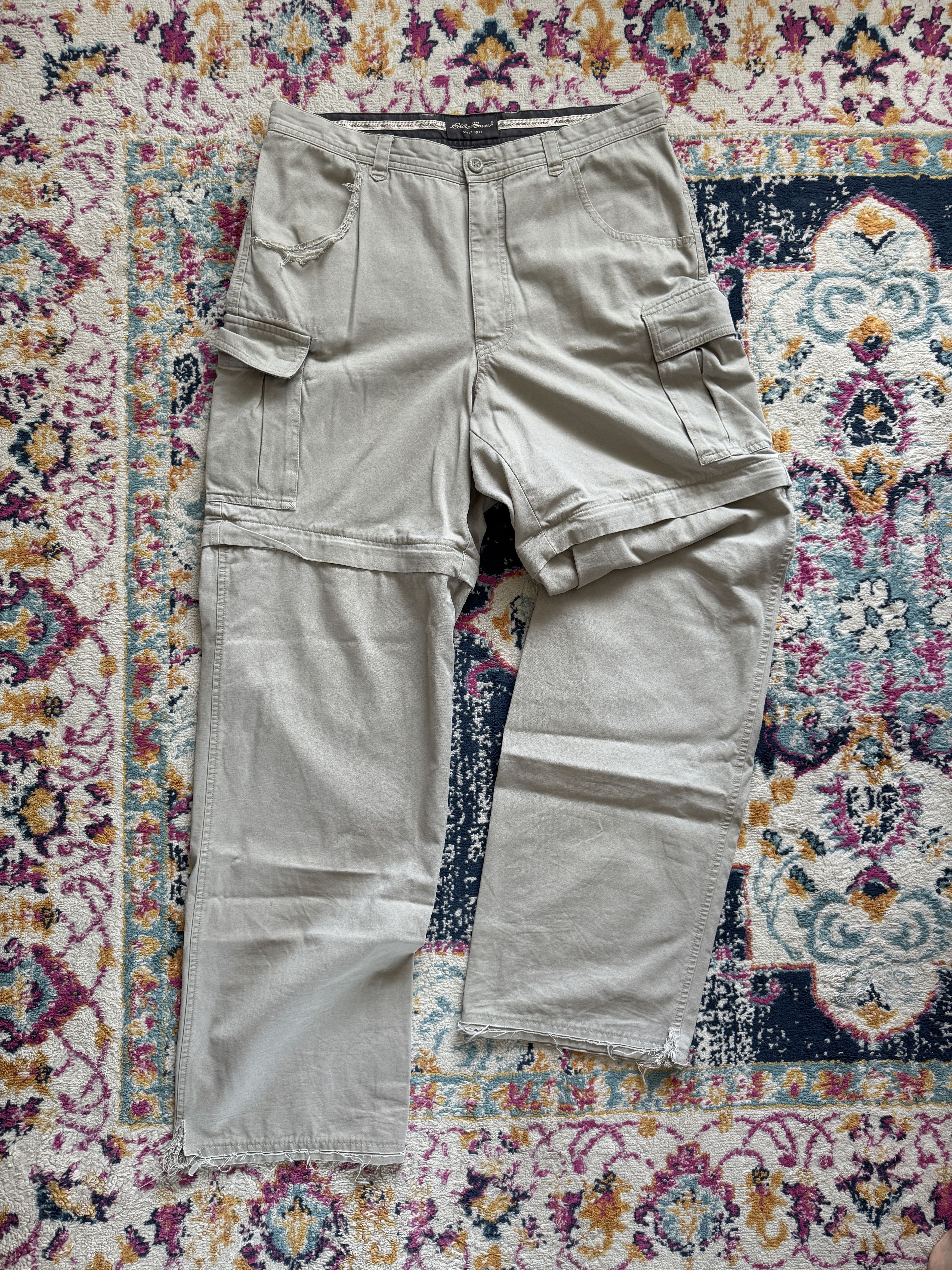 Eddie Bauer Vintage Distressed Convertible Cargo Pants Size US 33 - 1 Thumbnail