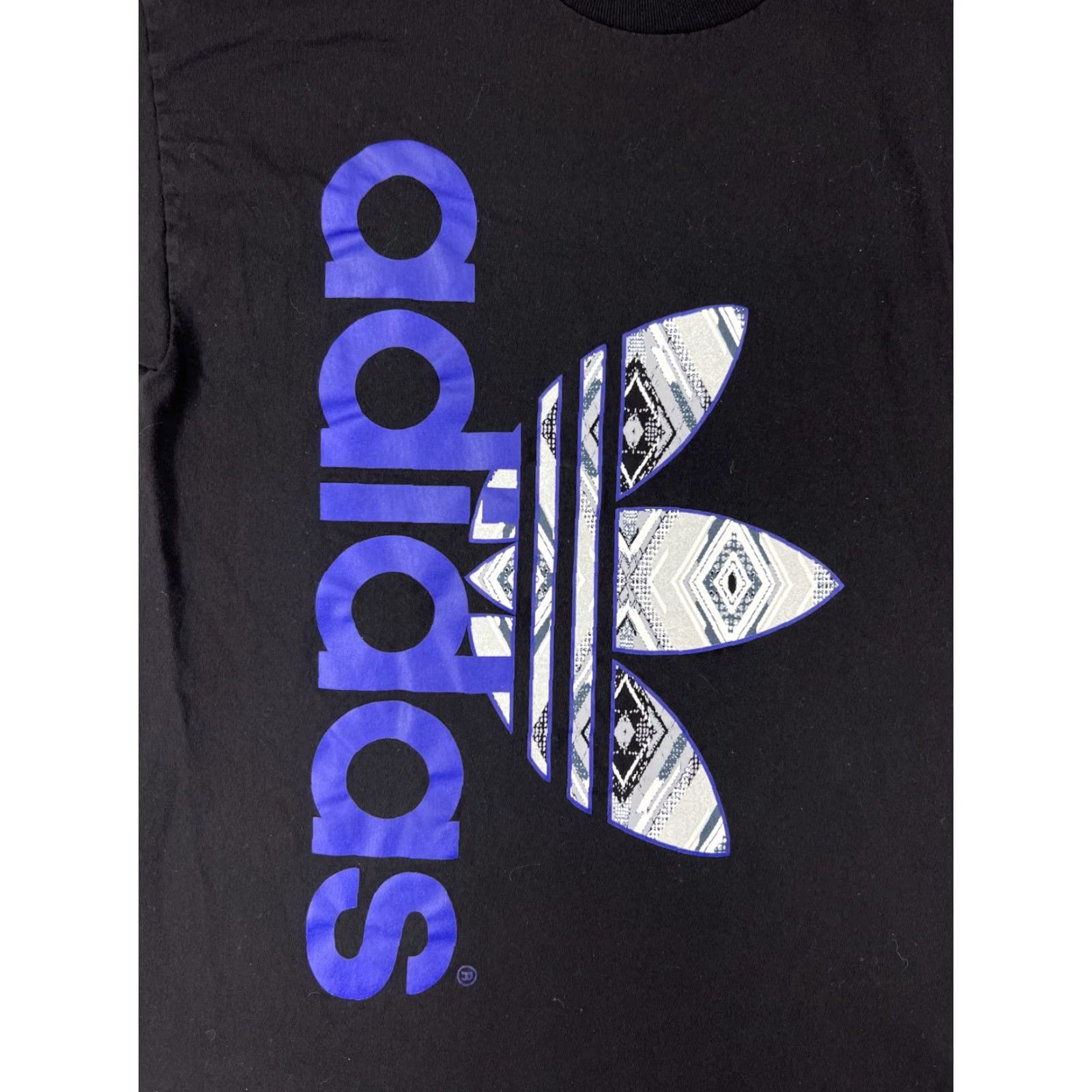 Adidas VINTAGE Adidas Shirt Mens L Black Aztec Pattern Trefoil 100% Cotton Size US L / EU 52-54 / 3 - 3 Thumbnail