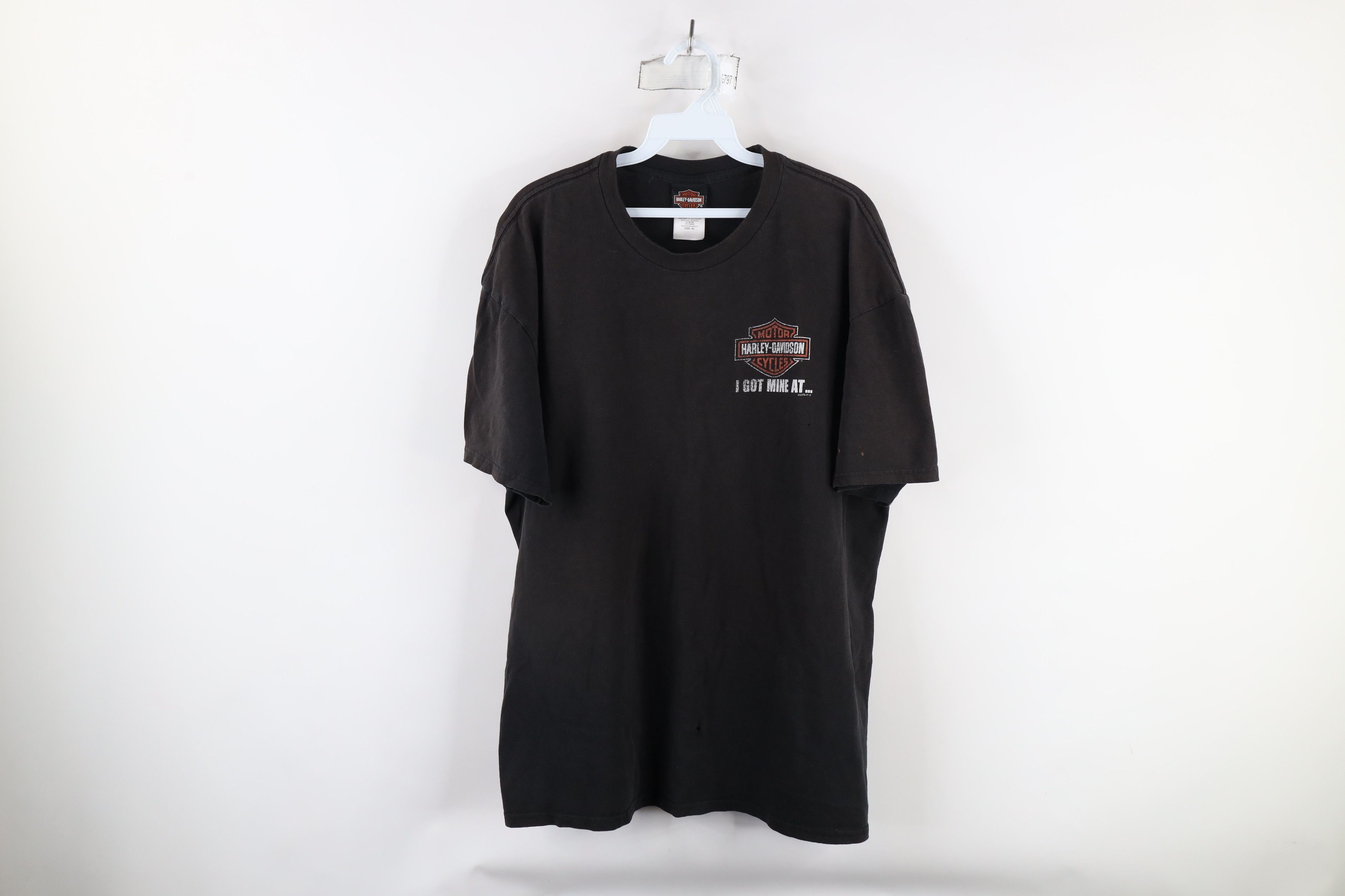 Harley Davidson × Vintage Harley Davidson Out Big Logo Wings T-Shirt Black Cotton Size US XL / EU 56 / 4 - 1 Thumbnail