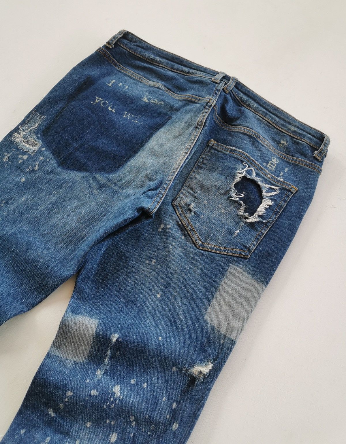 Seditionaries Thrashed Punk Zipper Text Distressed Zara Jeans Size US 32 / EU 48 - 8 Thumbnail