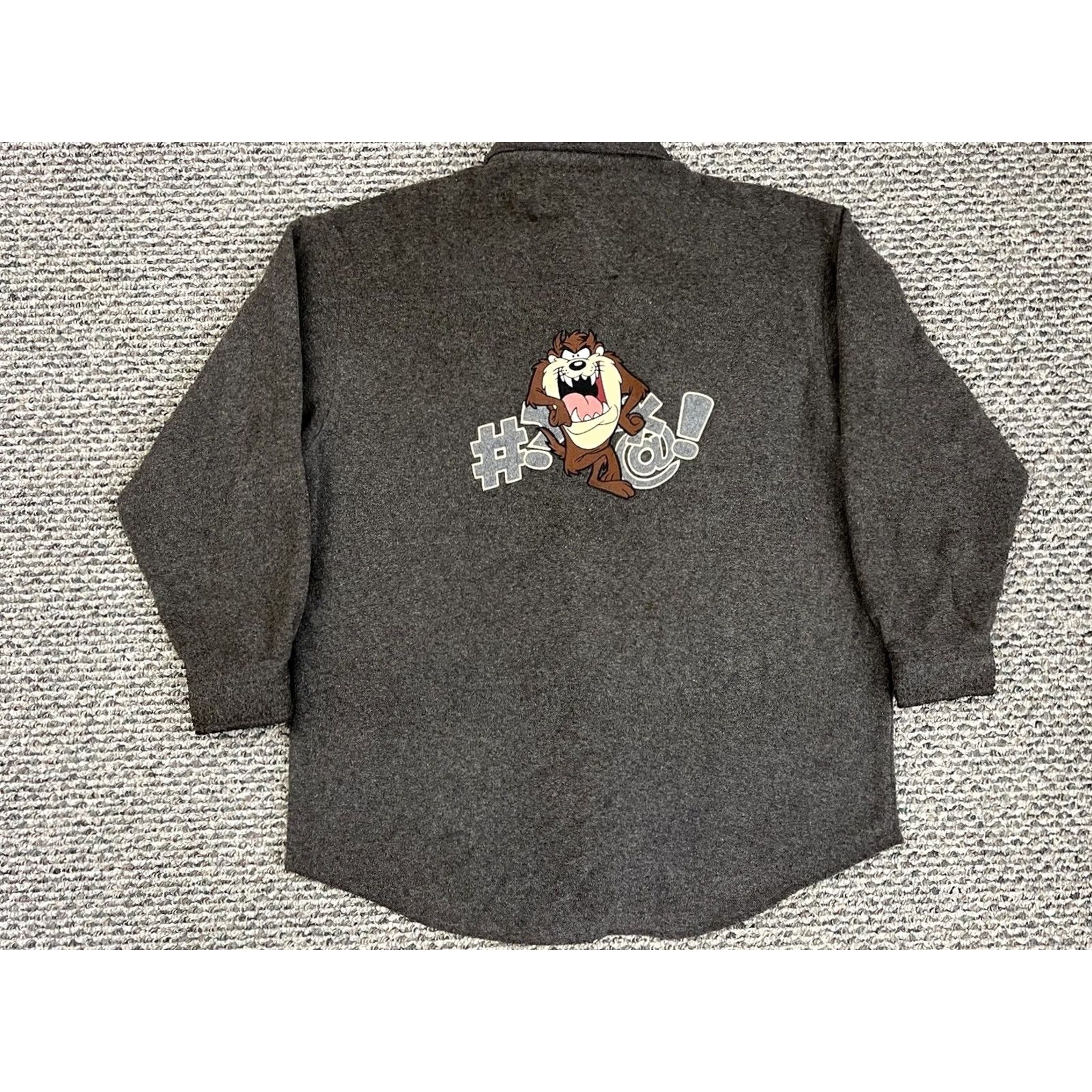 Vintage VINTAGE Warner Bros Shirt Mens L Gray Cotton 90s Cartoon Taz Button-Up Long Sleeve Fleece Embroidered Logo Size US L / EU 52-54 / 3 - 2 Thumbnail