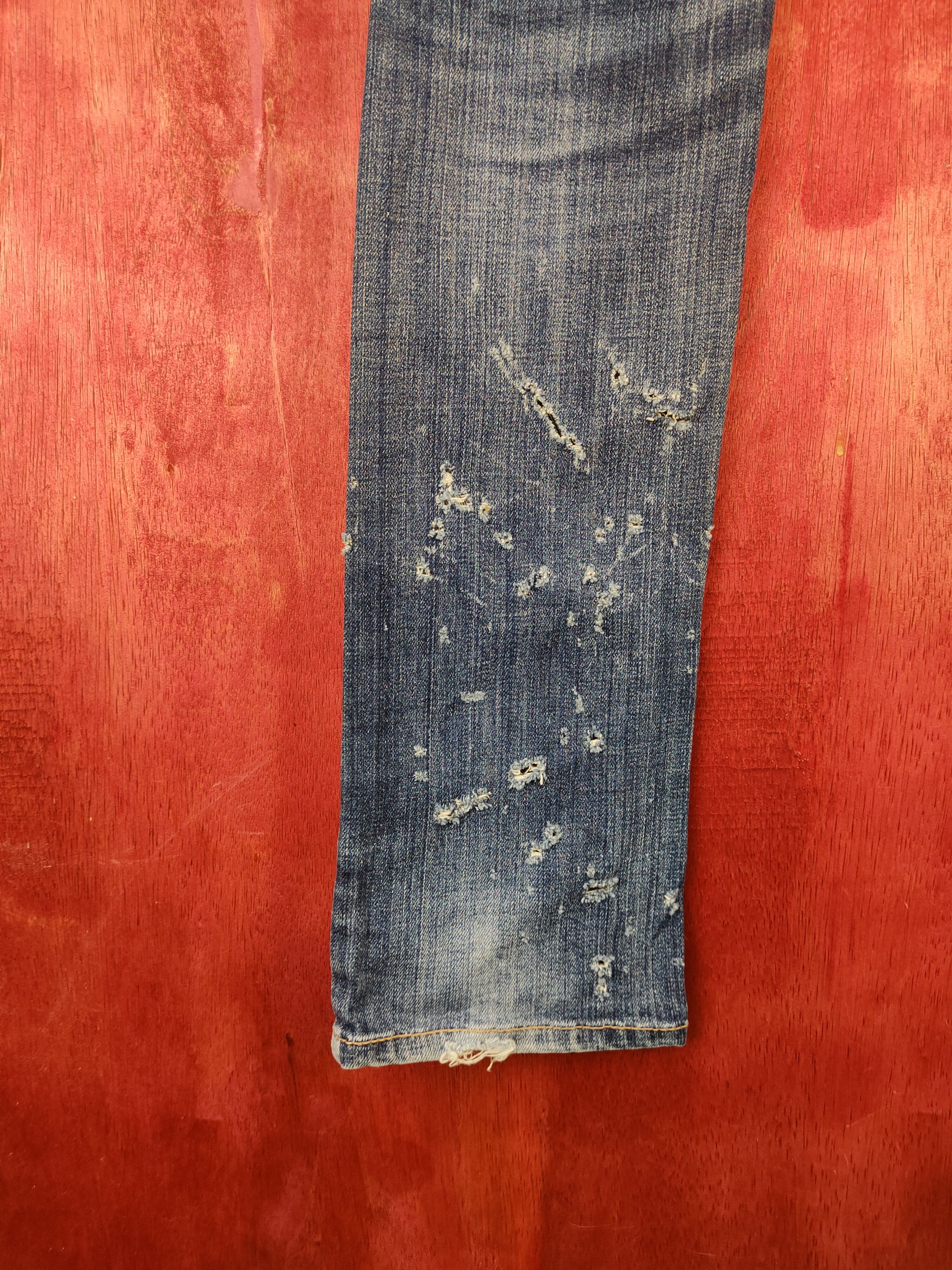 Designer × Japanese Brand Cecil McBee Blue Distressed Ripped Jeans #S2139 Size 28" / US 6 / IT 42 - 11 Thumbnail