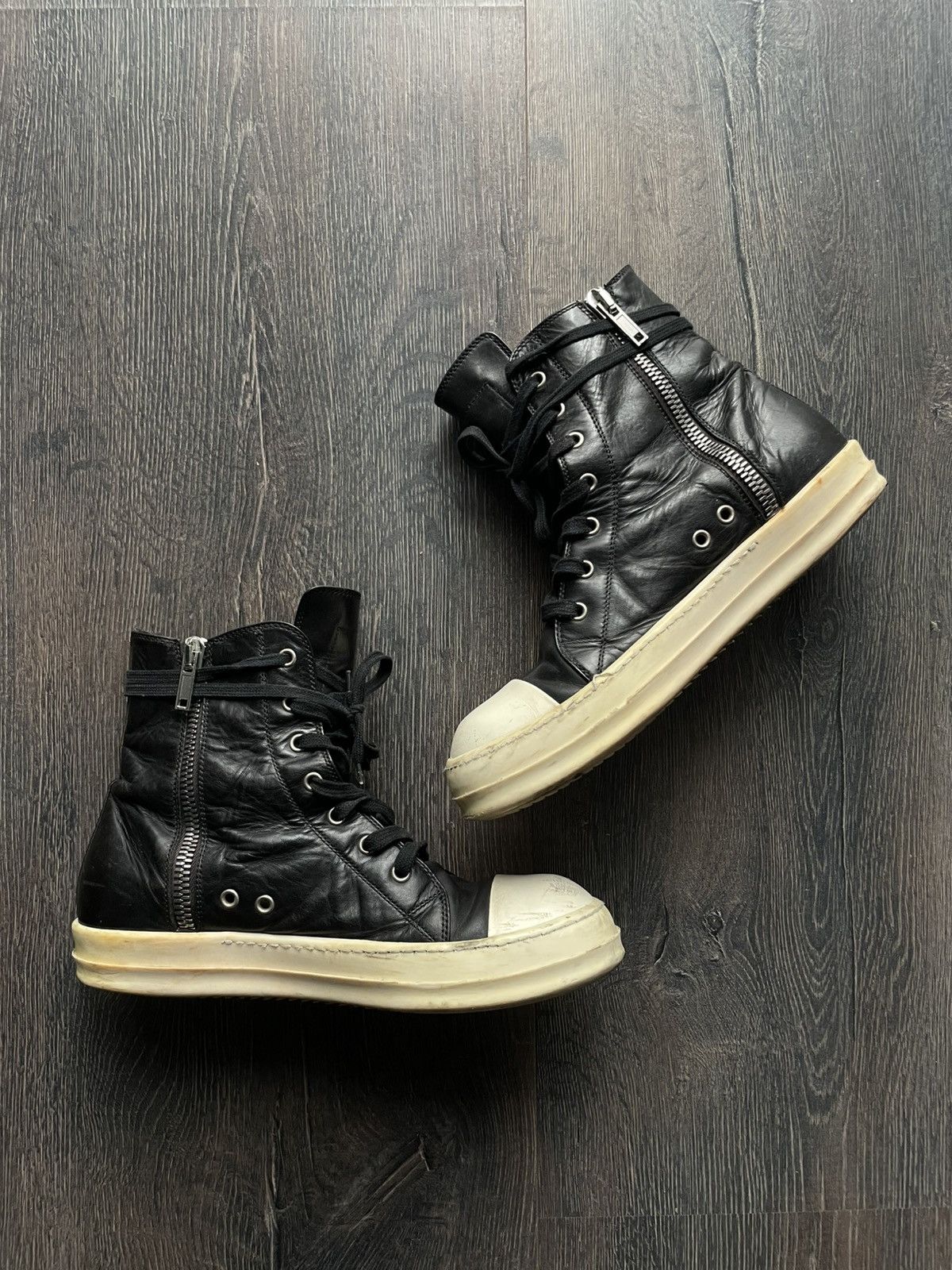 Rick Owens × Rick Owens Drkshdw Rick Owens Black Mainline High Top ...