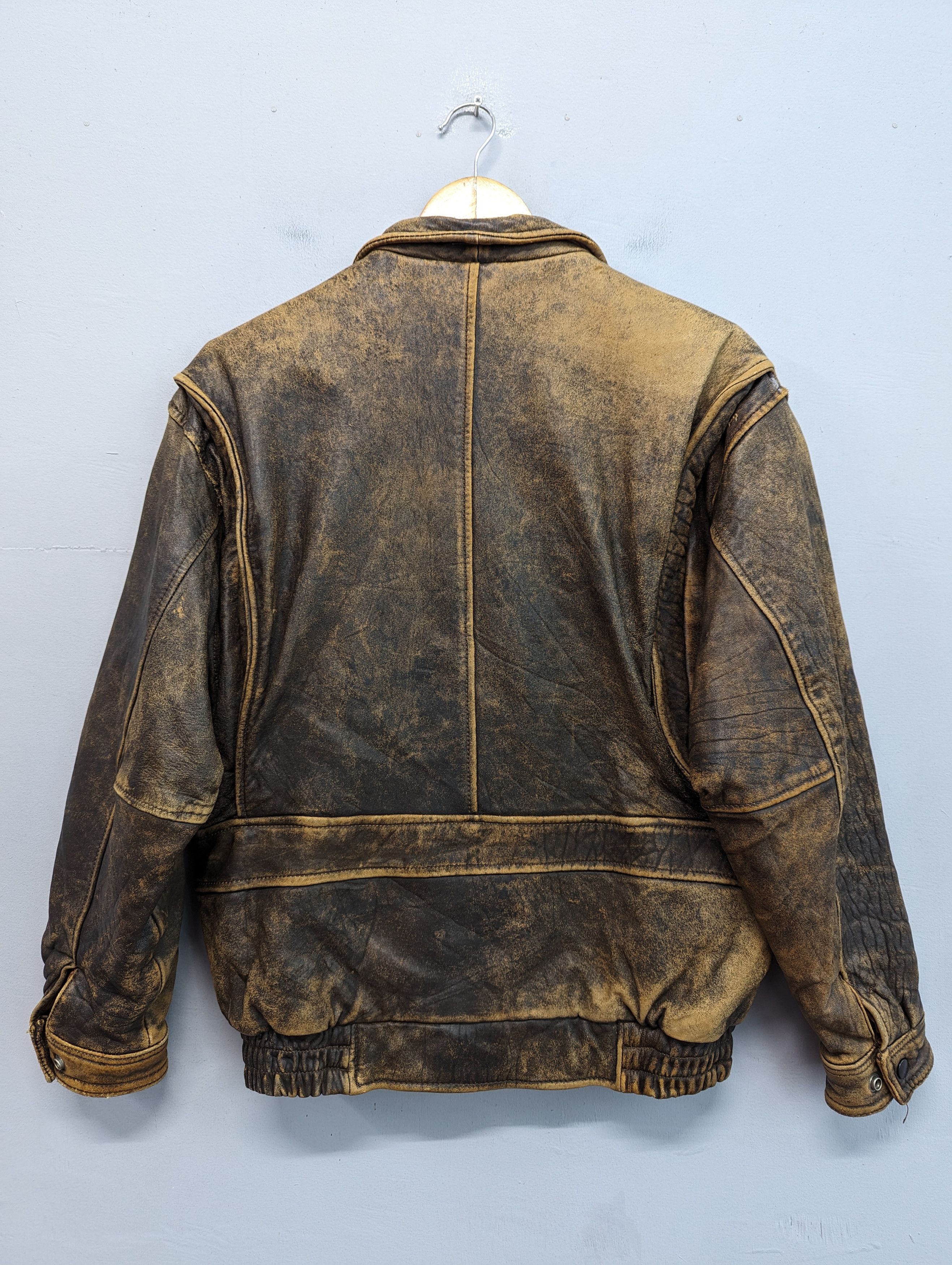 Vintage 🔥Vintage Unbrand Patina Distressed Leather Jacket Size US M / EU 48-50 / 2 - 16 Thumbnail