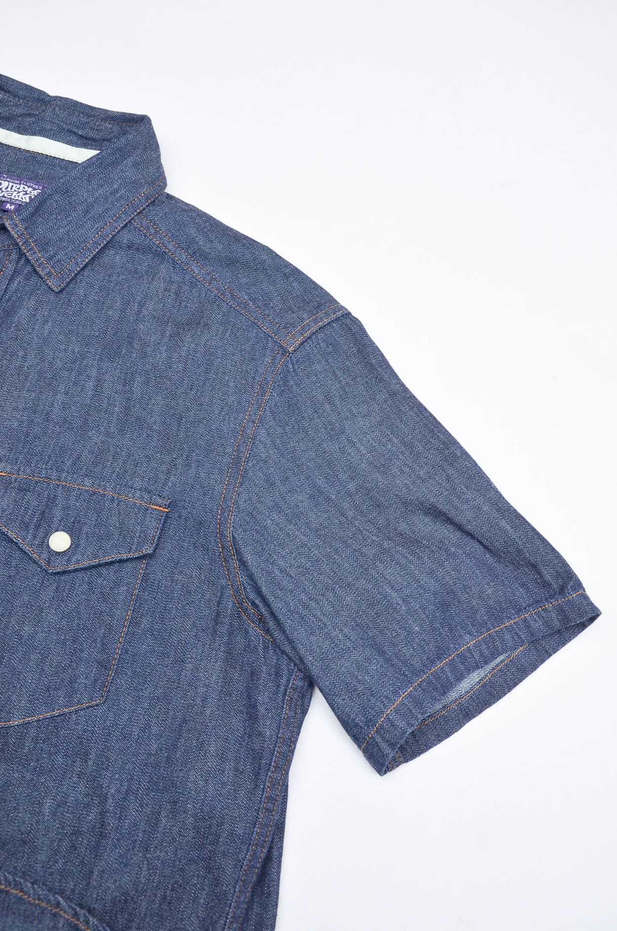 Purple Purple & Yellow Indigo Denim Pearl-Snap Western Shirt SS - M Size US M / EU 48-50 / 2 - 3 Thumbnail