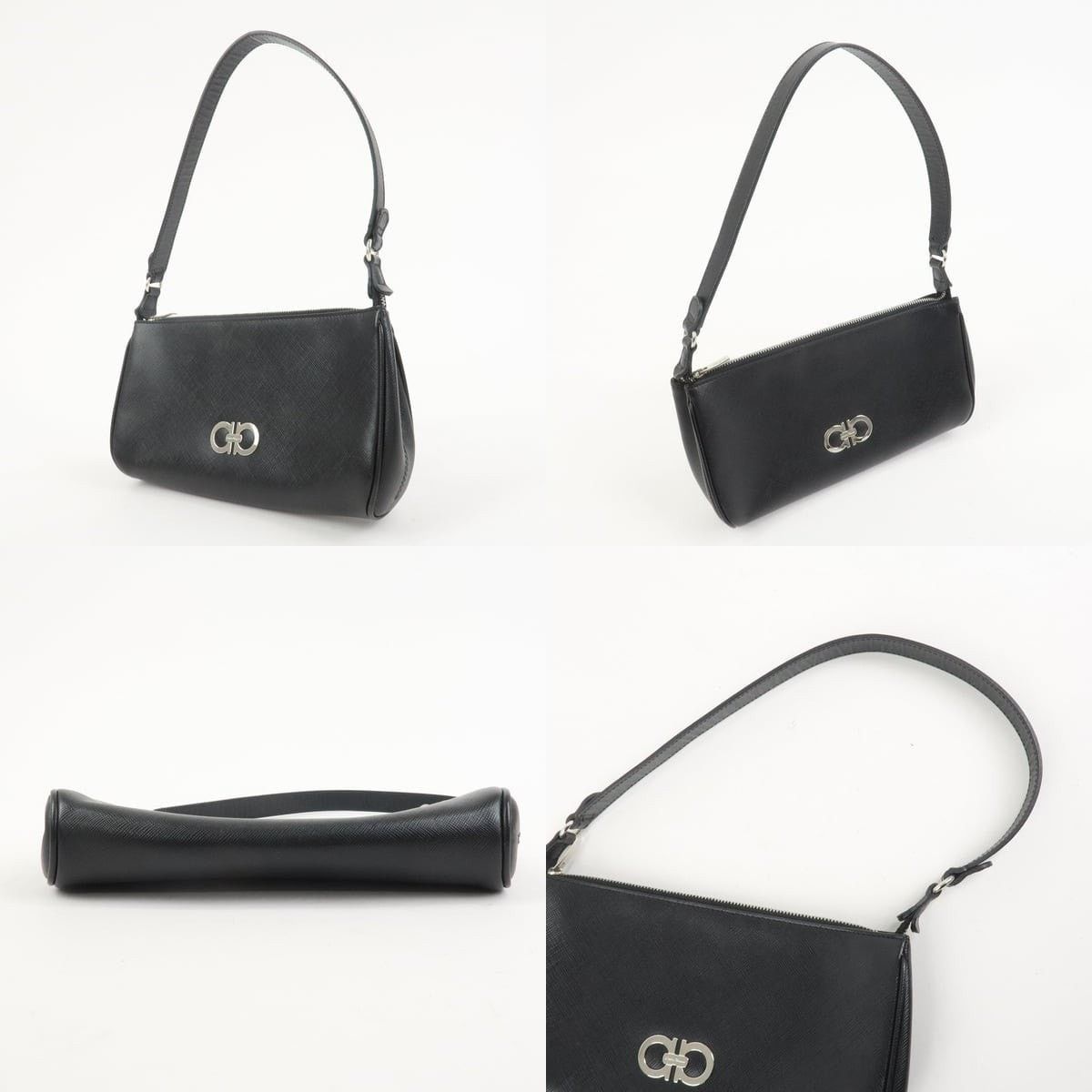 Salvatore Ferragamo Ferragamo Gancini Leather Shoulder Bag Black Size ONE SIZE - 3 Thumbnail