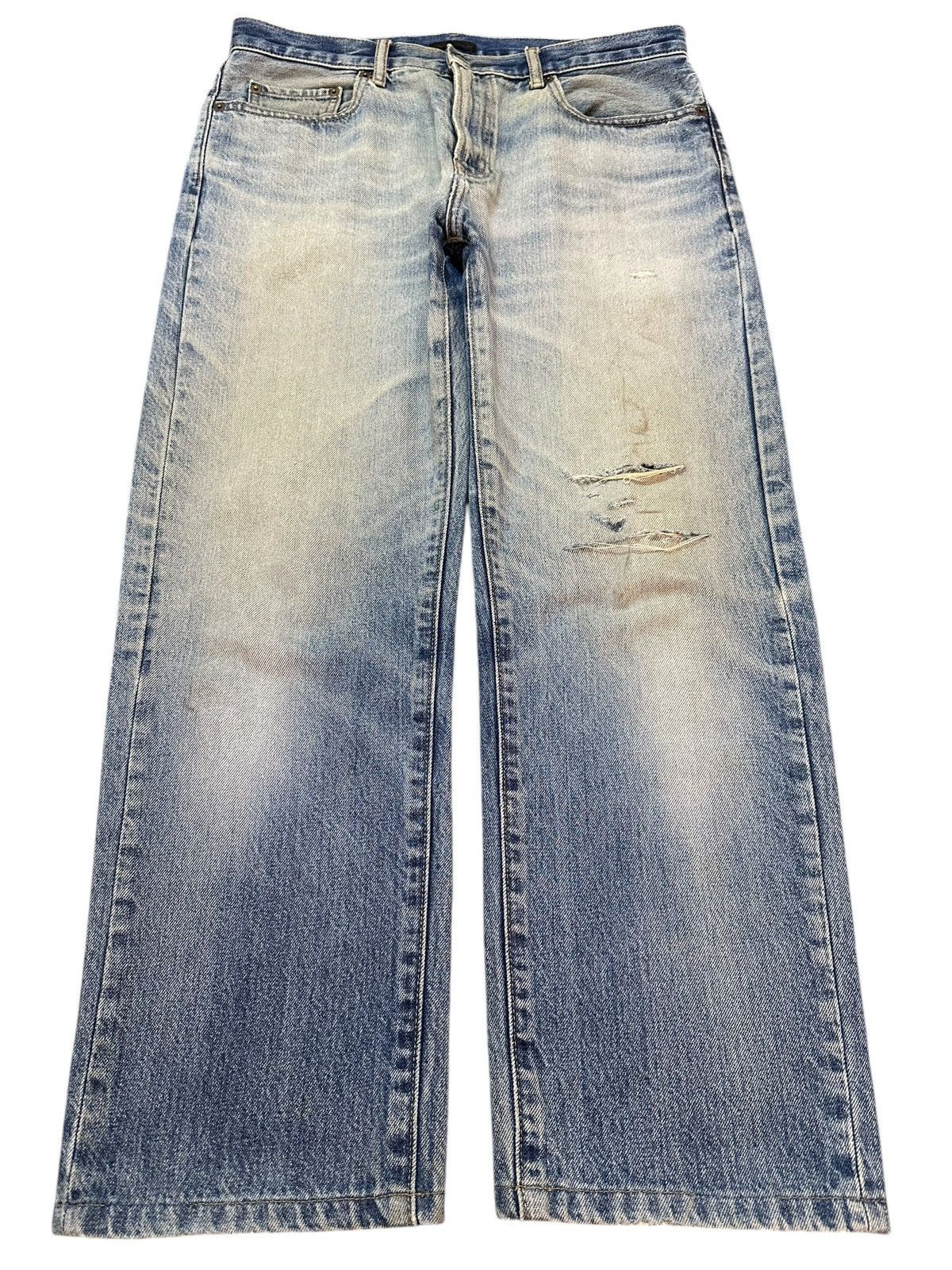 Uniqlo Vintage Japanese Uniqlo Faded Wash Distressed Loose Jeans Size US 32 / EU 48 - 1 Thumbnail