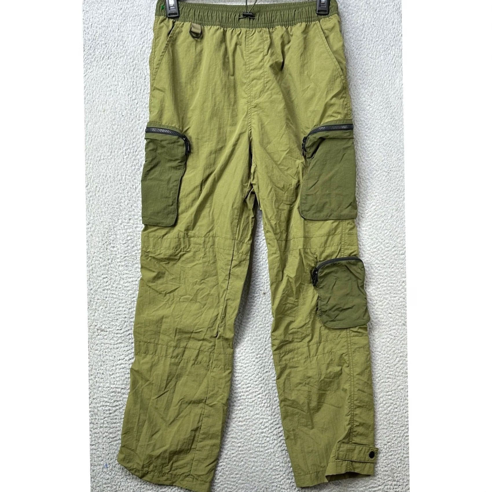 Vintage LCKR Cargo Pants Mens Medium Olive Green Nylon Pocket Drawstring Relaxed Fit EUC Size US 31 - 2 Thumbnail