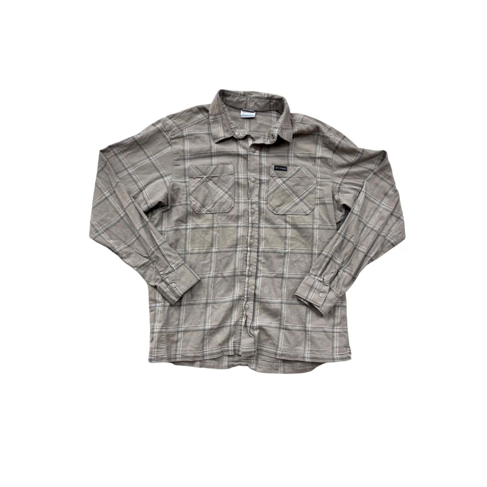Vintage Columbia Shirt Plaid Button-Up Long Sleeve Gray Tan M Unisex Adults Cotton Like New Size US M / EU 48-50 / 2 - 2 Thumbnail