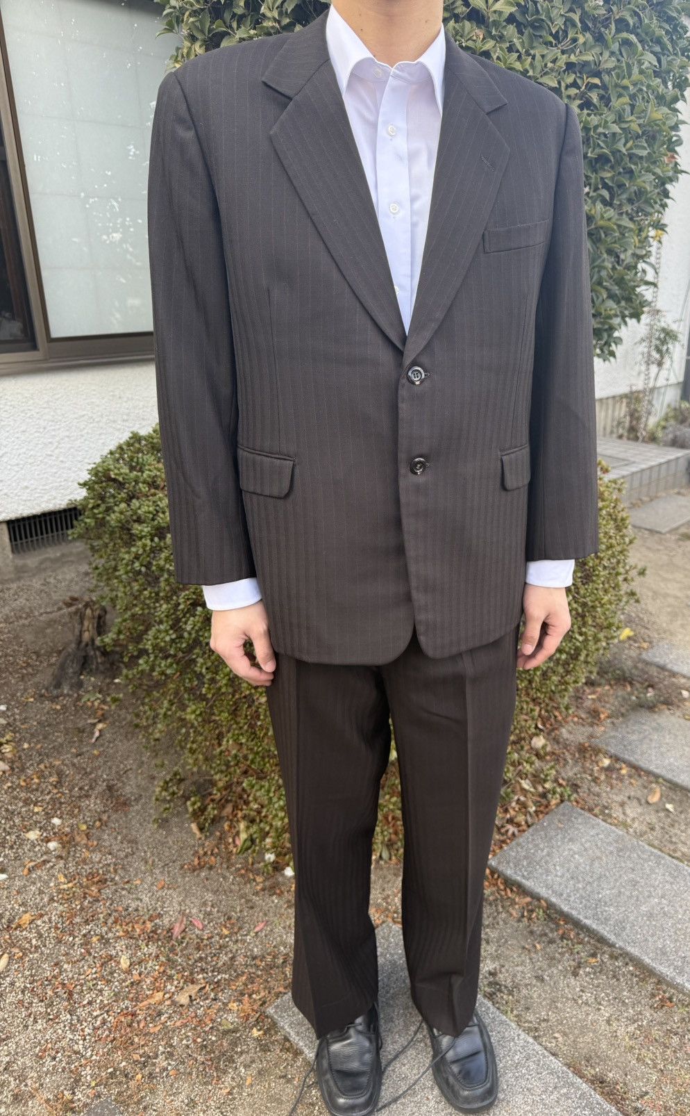 Other Spring&Autumn Brown Herringbone Pinstripe Wool Suit Size 44S - 1 Thumbnail