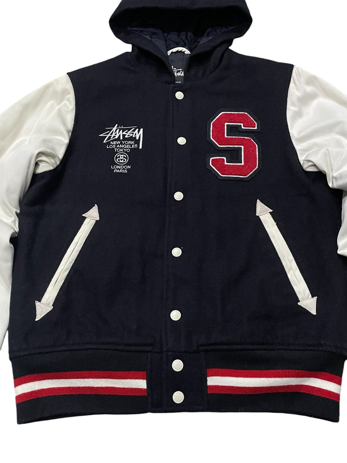 Stussy × Vintage Stussy International Tour Wool Varsity Hooded Jacket Size US S / EU 44-46 / 1 - 5 Thumbnail
