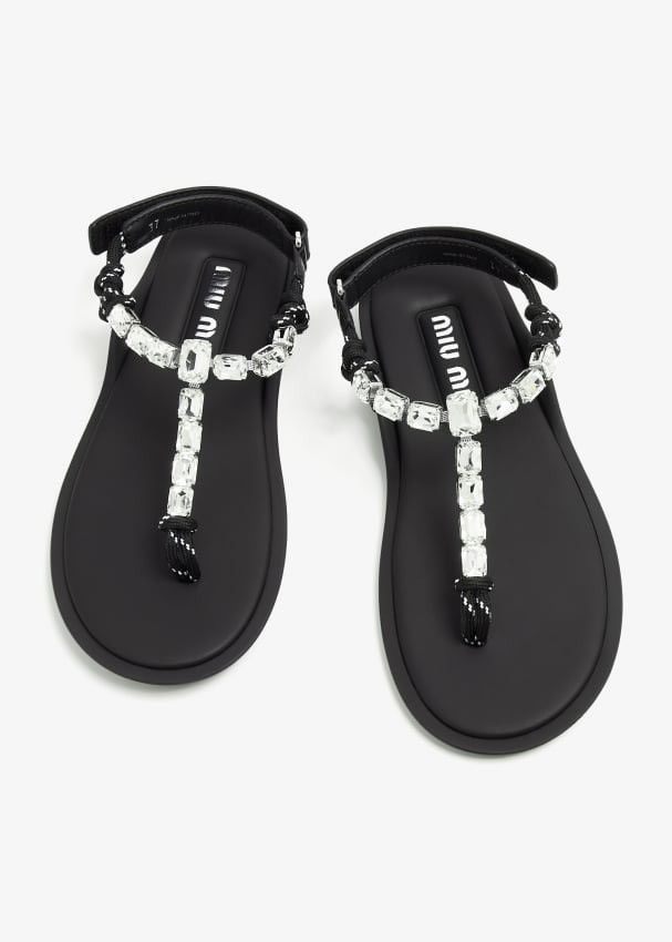 Miu Miu Miu Miu Cotton Cord Thong Sandals Size US 7 / IT 37 - 1 Thumbnail