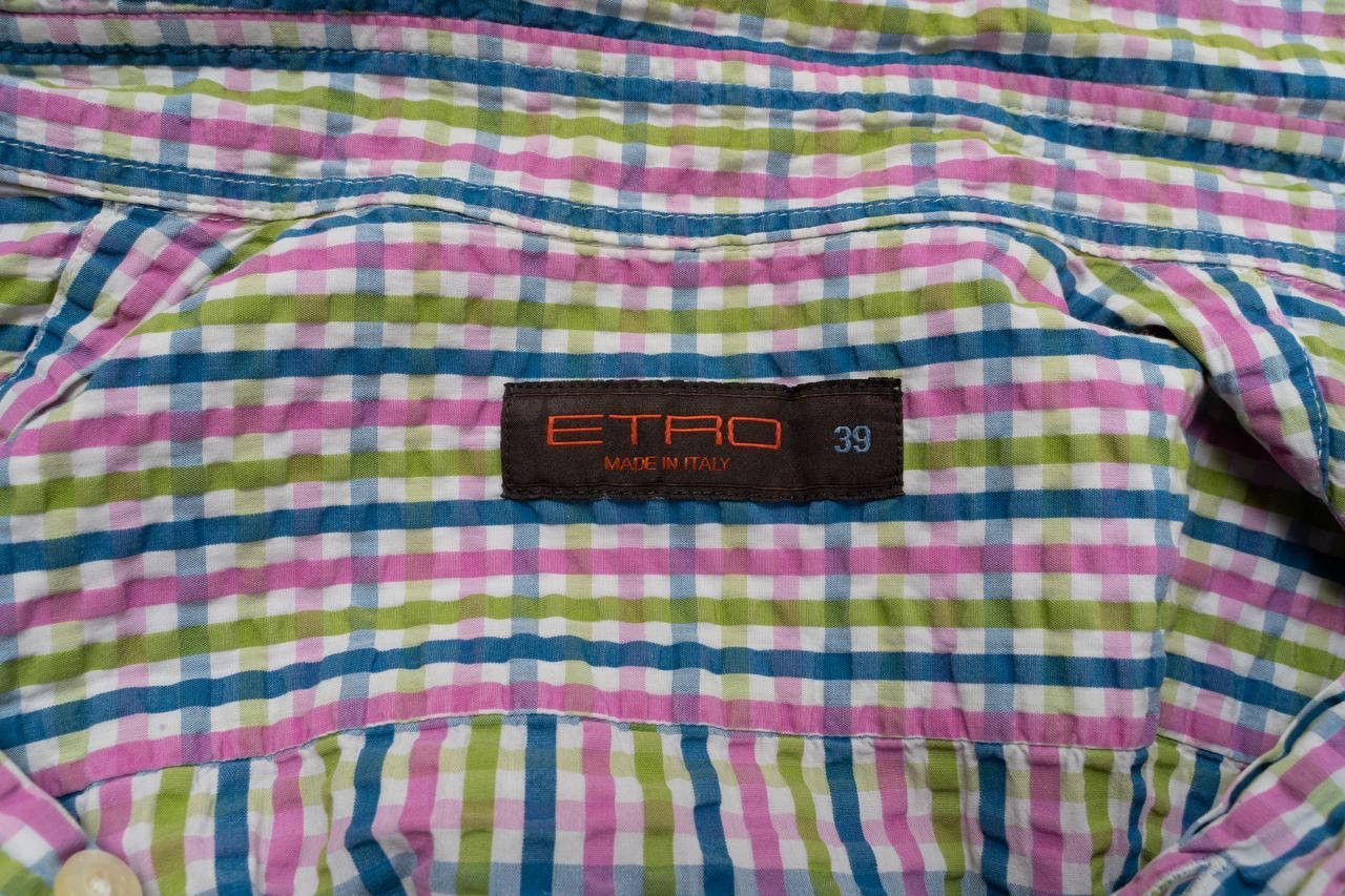 Etro 🔵ETRO Italy 39 Multicolour Check Bottom Up Shirt Made Italy Size US M / EU 48-50 / 2 - 21 Thumbnail