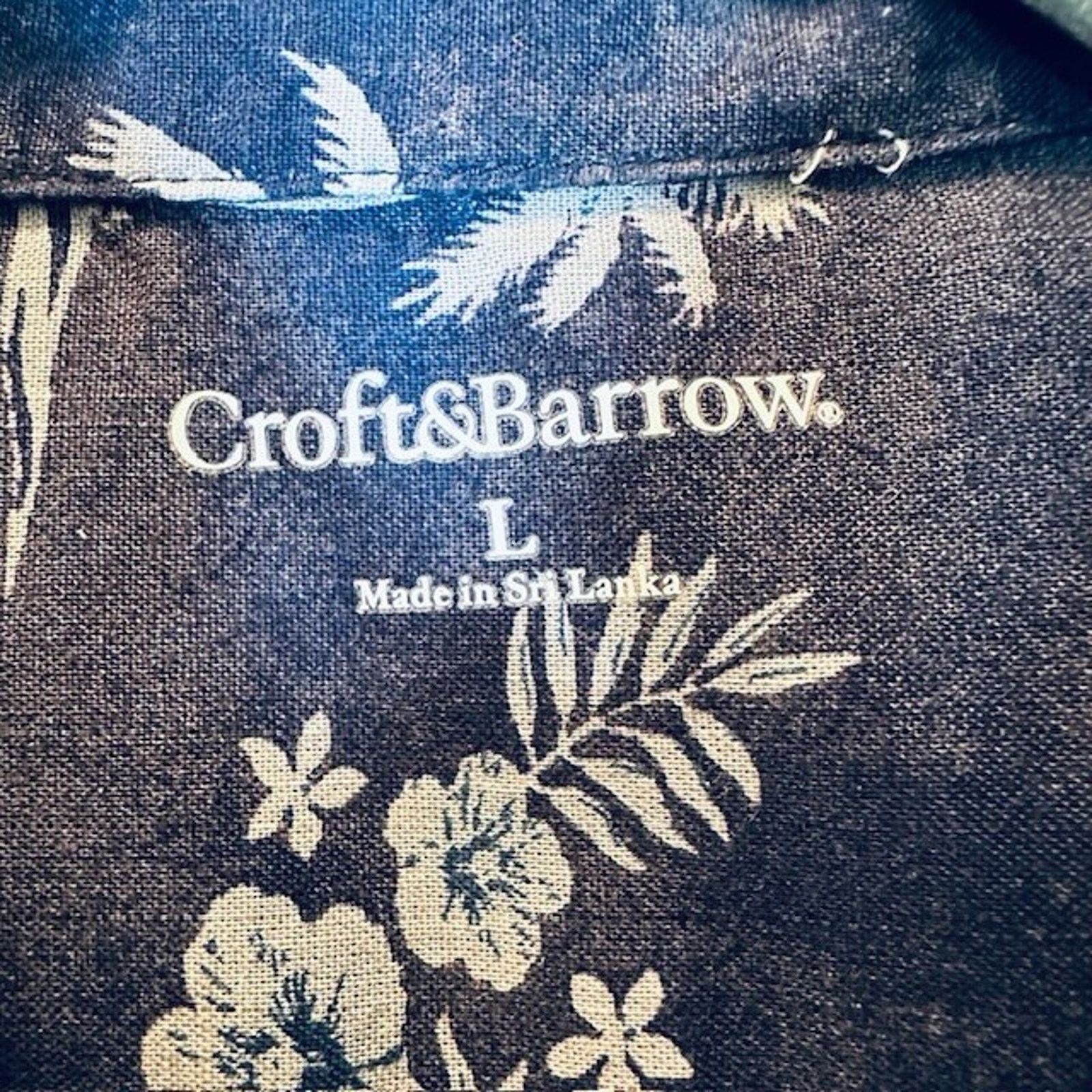 Croft & Barrow Croft & Barrow Hawaiian Button Shirt LRG Navy Palm Trees VTG Size US L / EU 52-54 / 3 - 2 Thumbnail