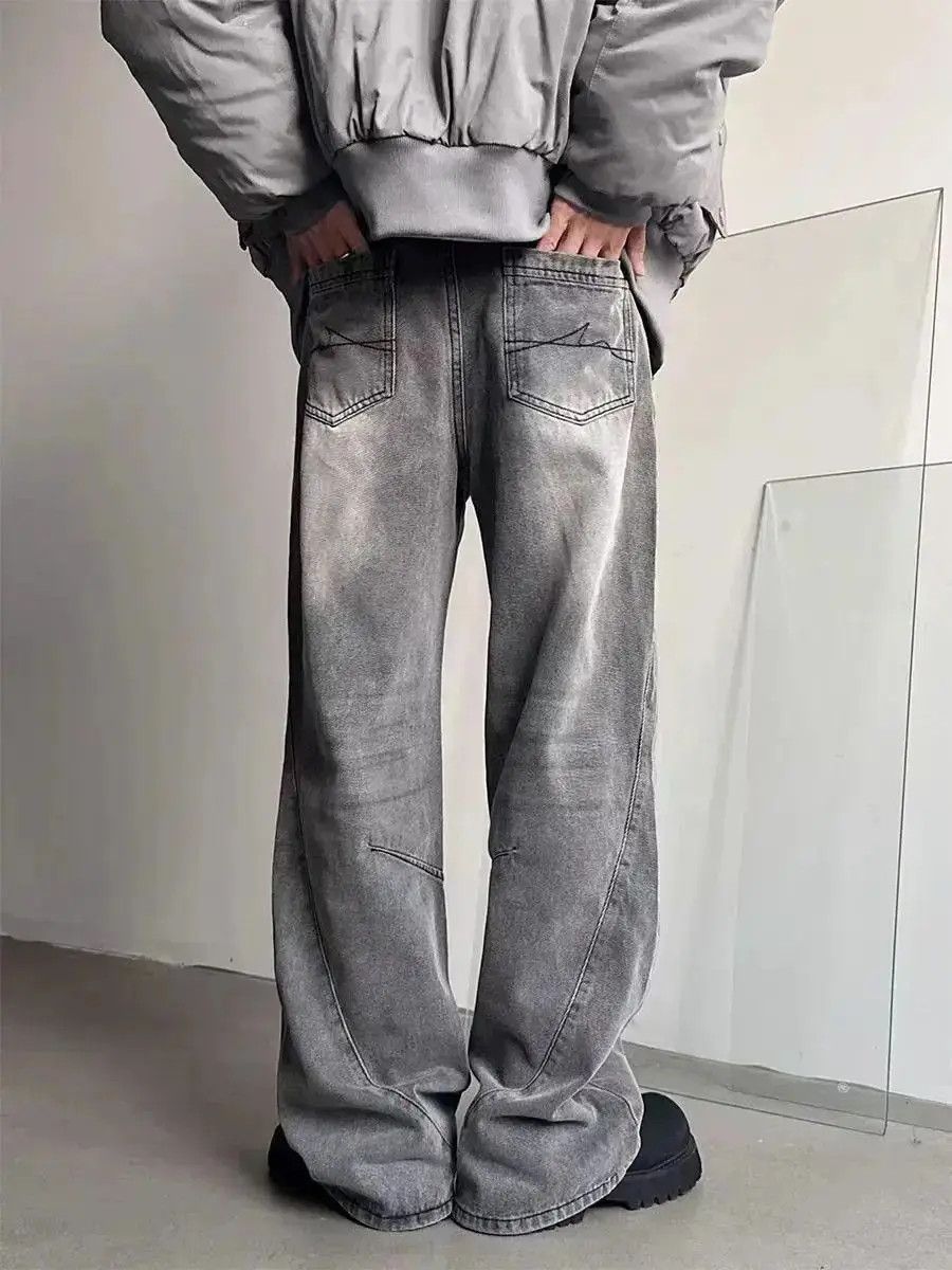 Japanese Brand High street Y2K washed smoky grey micro flare baggy jeans Size US 32 / EU 48 - 3 Thumbnail