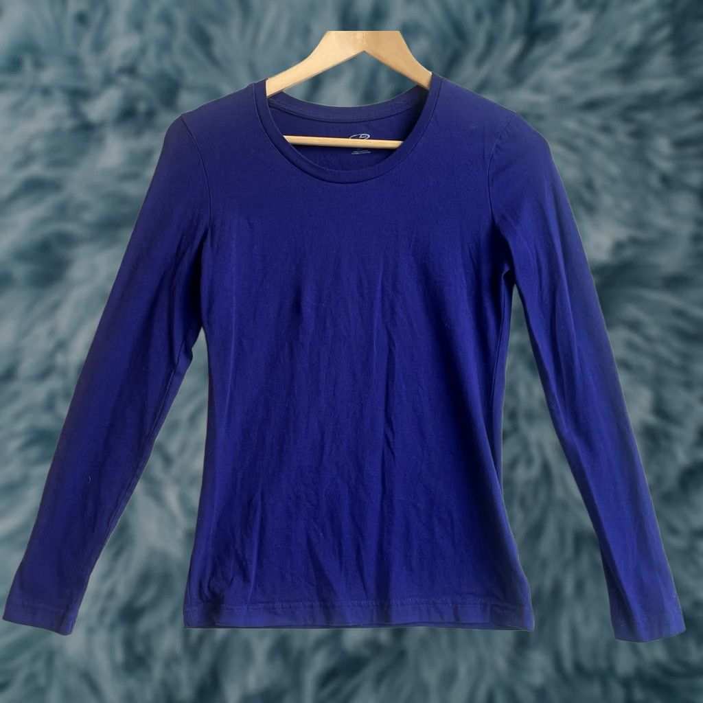 Champion Champion Top Women's Small Purple Long Sleeve Activewear Regular Fit Cotton Blend Solid Top Size S / US 4 / IT 40 - 1 Thumbnail