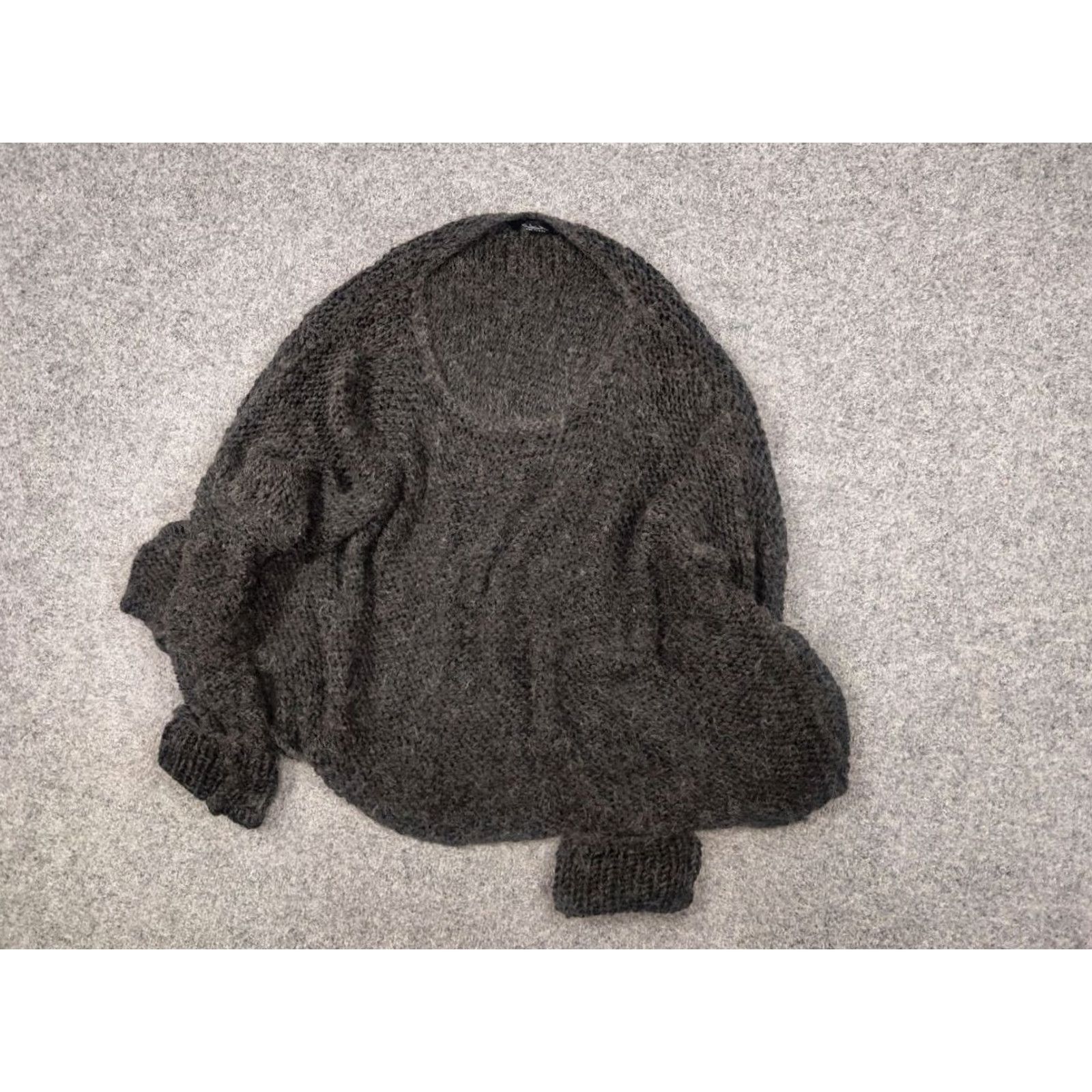 Vintage Umit unal Design oversized knit Dark Gray Wool blend cropped Sweater Size L / US 10 / IT 46 - 5 Thumbnail