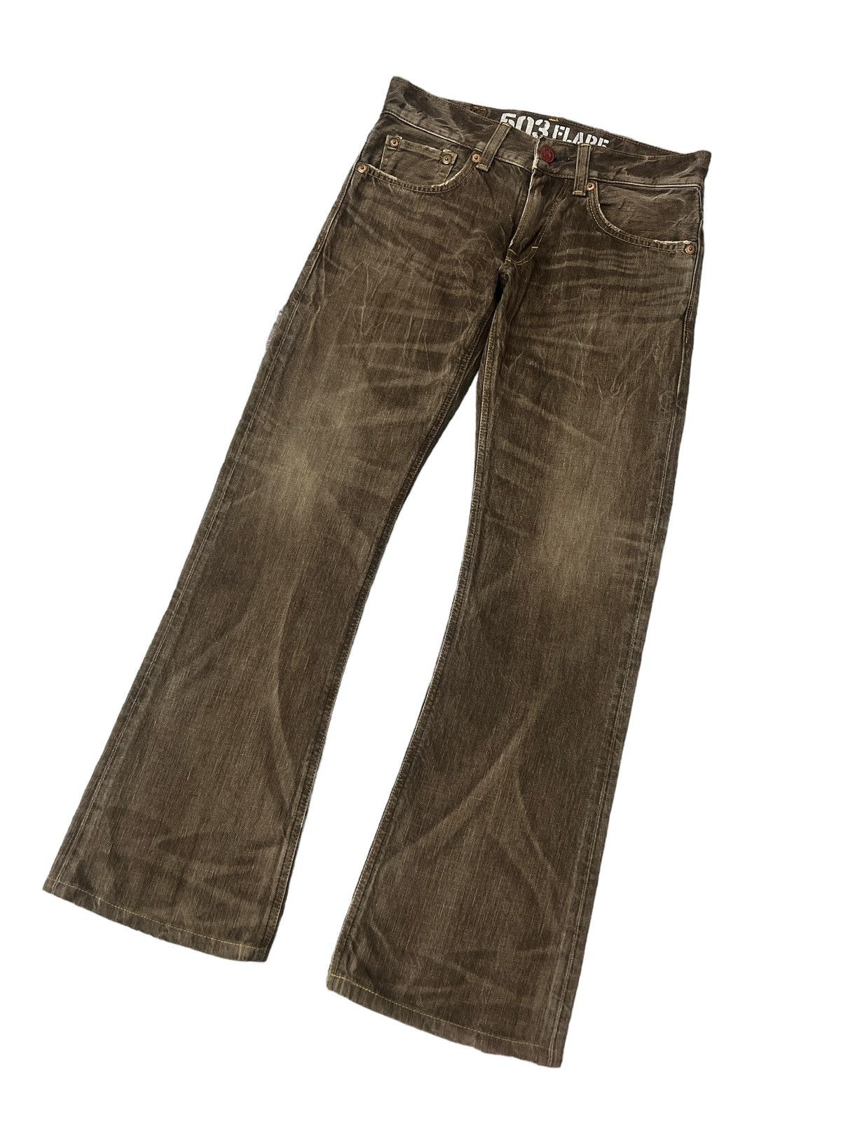 If Six Was Nine FLARED🔥EDWIN 503 BROWN FADED DISTRESSED DENIM PANT Size US 30 / EU 46 - 5 Thumbnail