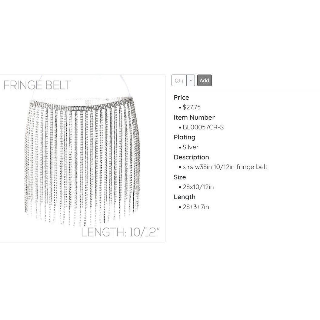 Other Rhinestone Fringe Belt Length10/12 inches Size ONE SIZE - 2 Thumbnail