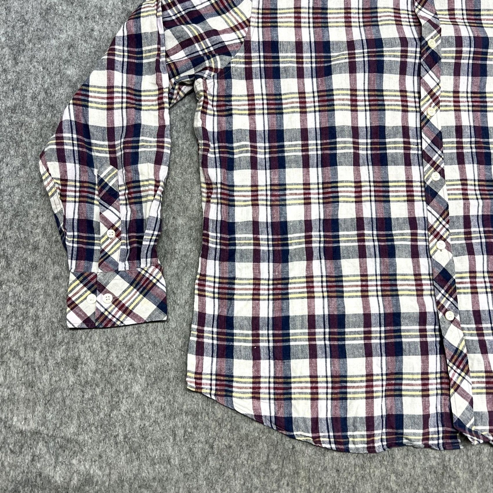 Murano Murano Shirt Mens XL Multicolor Plaid Baird McNutt Linen Long Sleeve Preppy Size US XL / EU 56 / 4 - 7 Thumbnail
