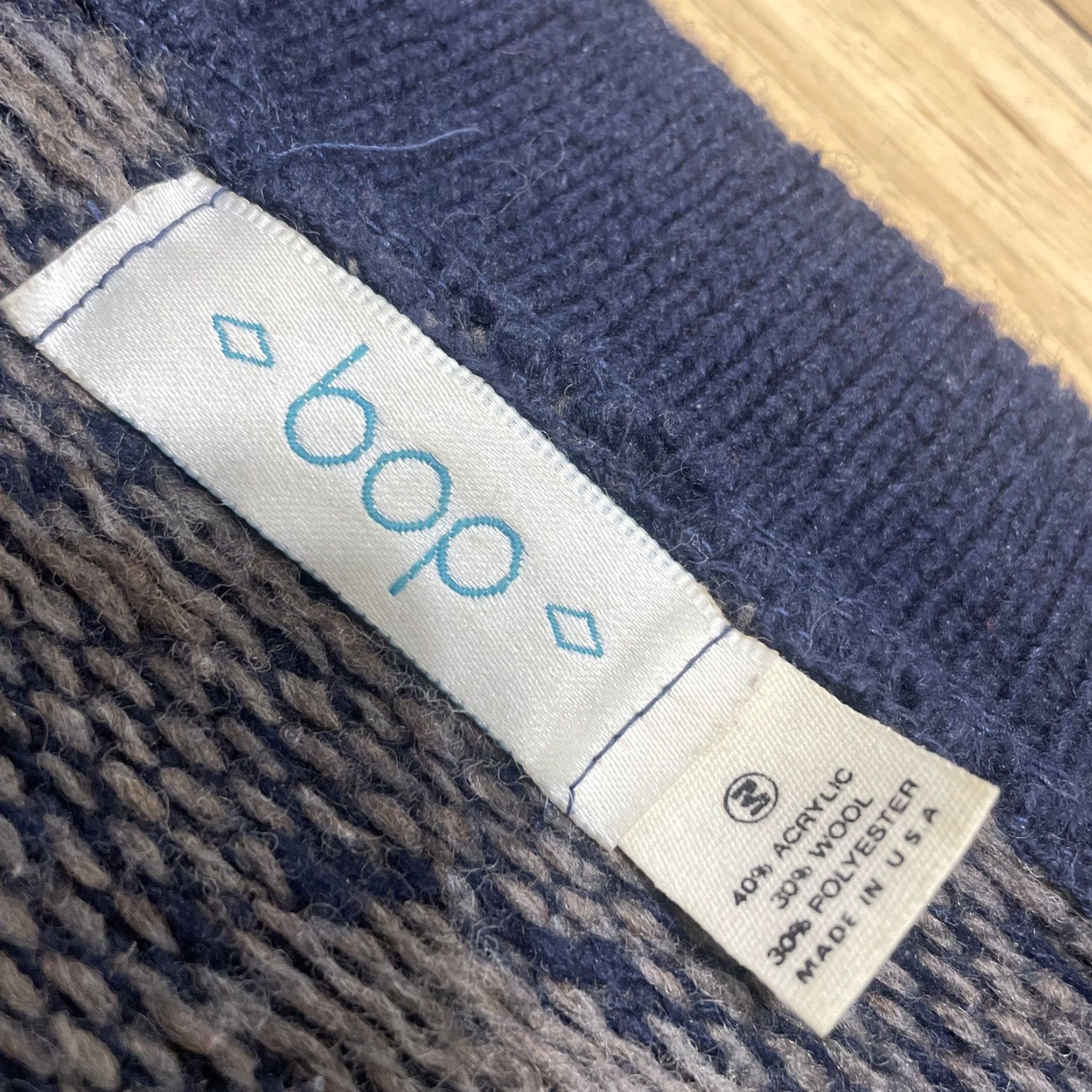 Vintage VINTAGE BOP Mens Sweater Geometric Wool Rugby Retro Pullover, M, Gray/Blue, Geometric, Wool, Vintage, Grunge, Classic Fit, Winter, Wool, Knit's? Size US M / EU 48-50 / 2 - 4 Thumbnail